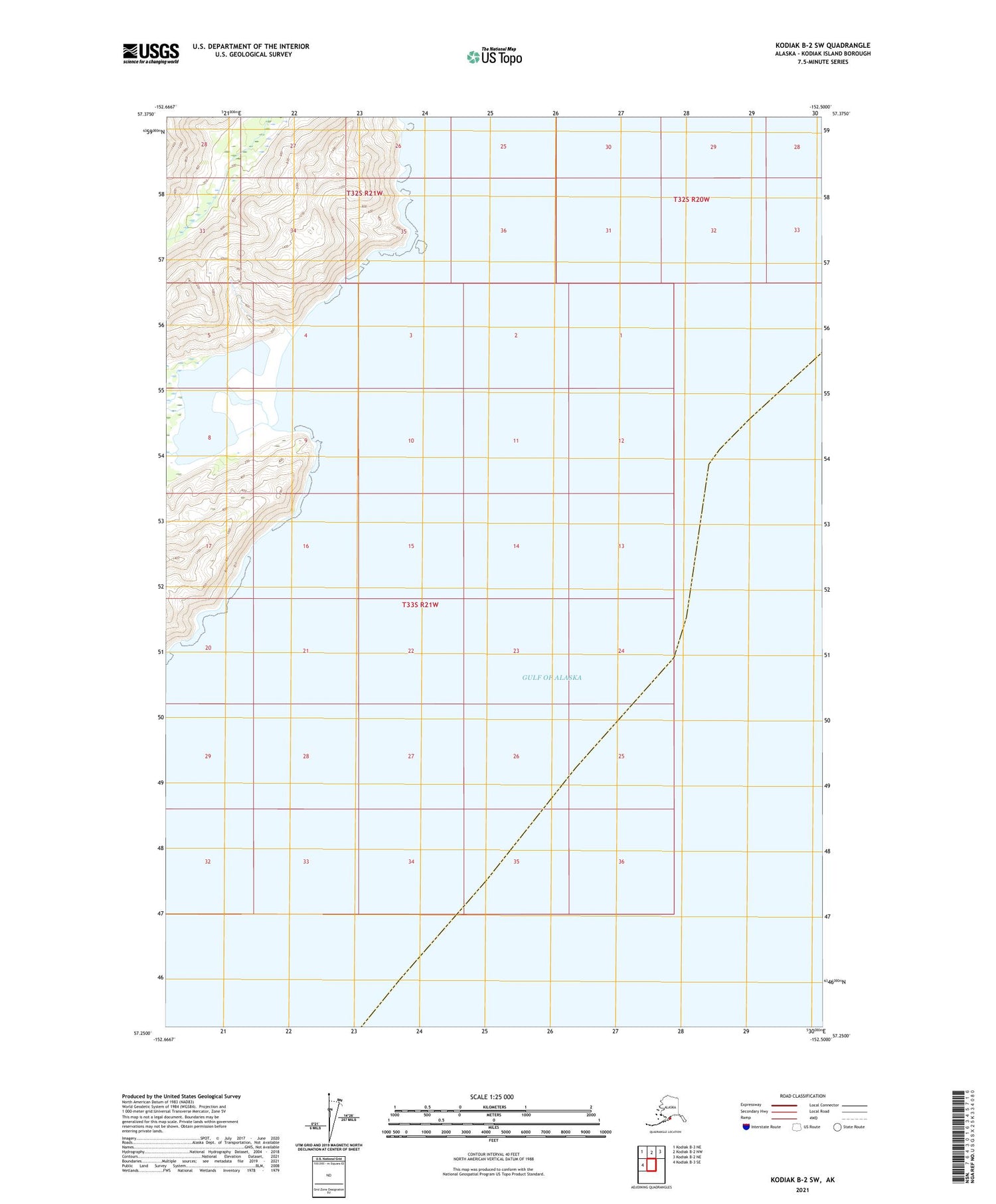 Kodiak B-2 SW Alaska US Topo Map Image