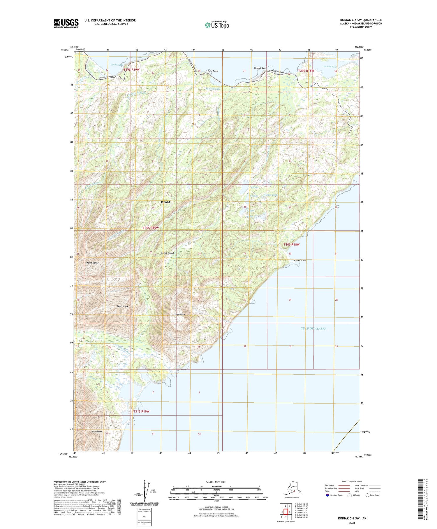 Kodiak C-1 SW Alaska US Topo Map Image