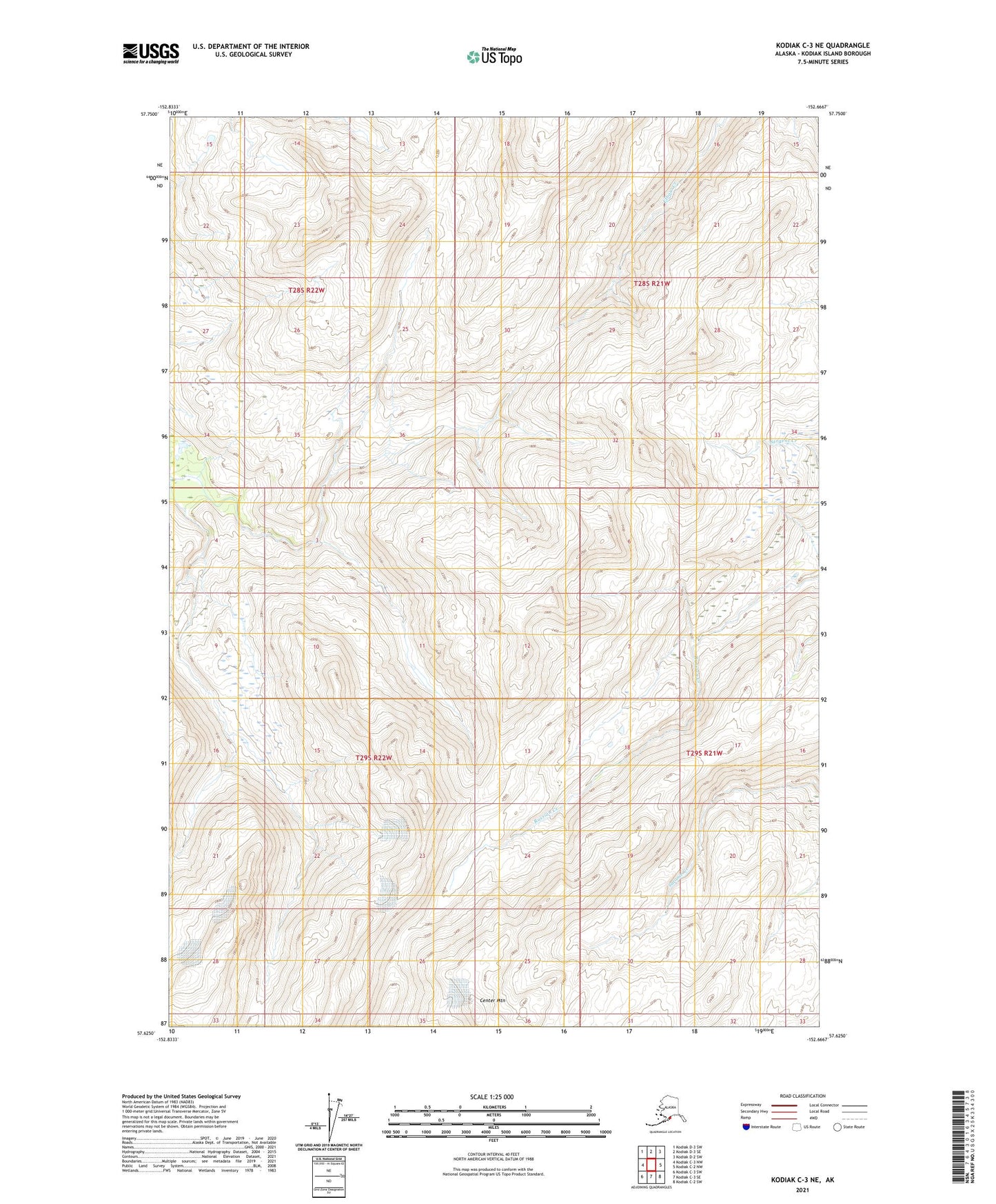 Kodiak C-3 NE Alaska US Topo Map Image