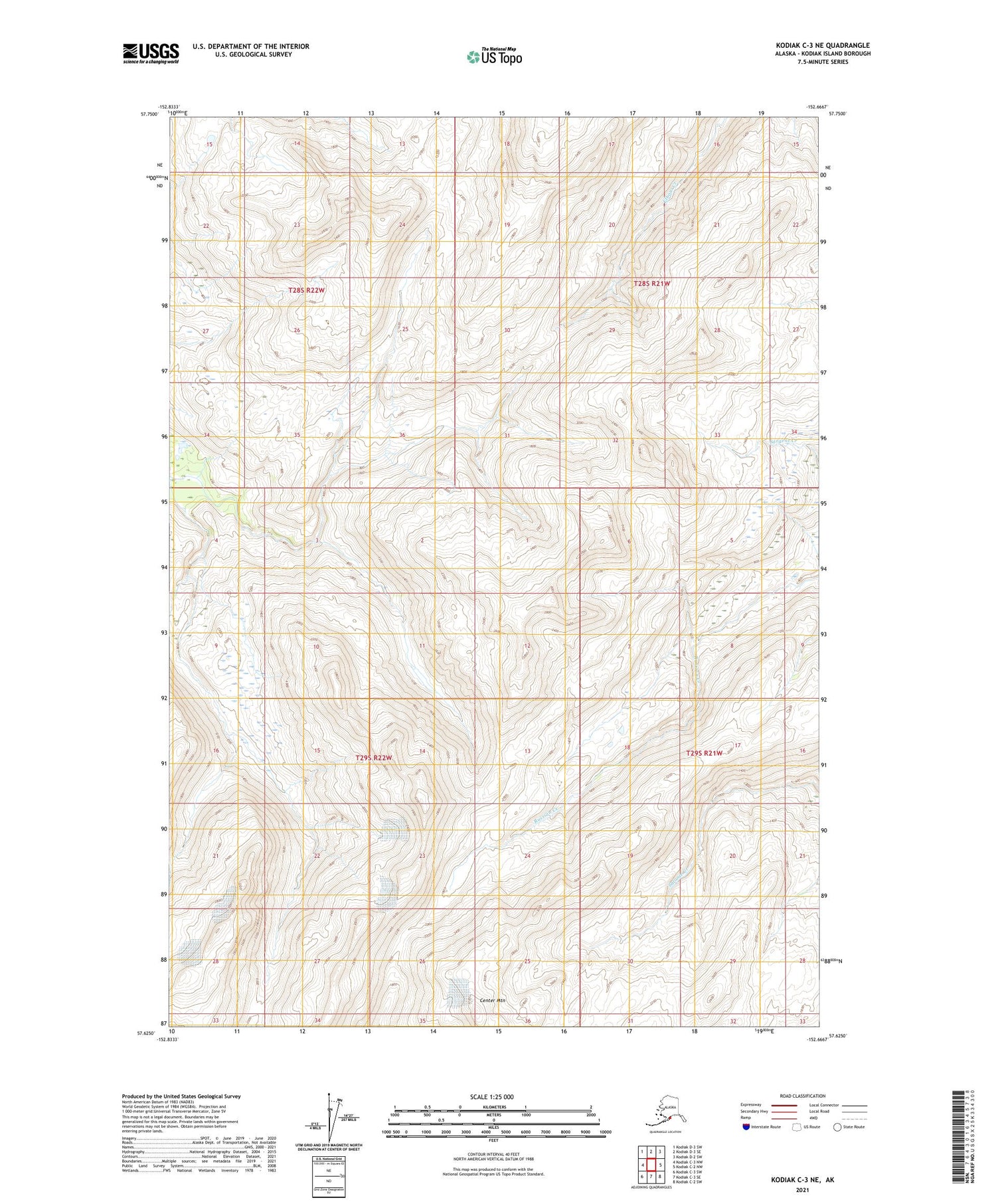 Kodiak C-3 NE Alaska US Topo Map Image