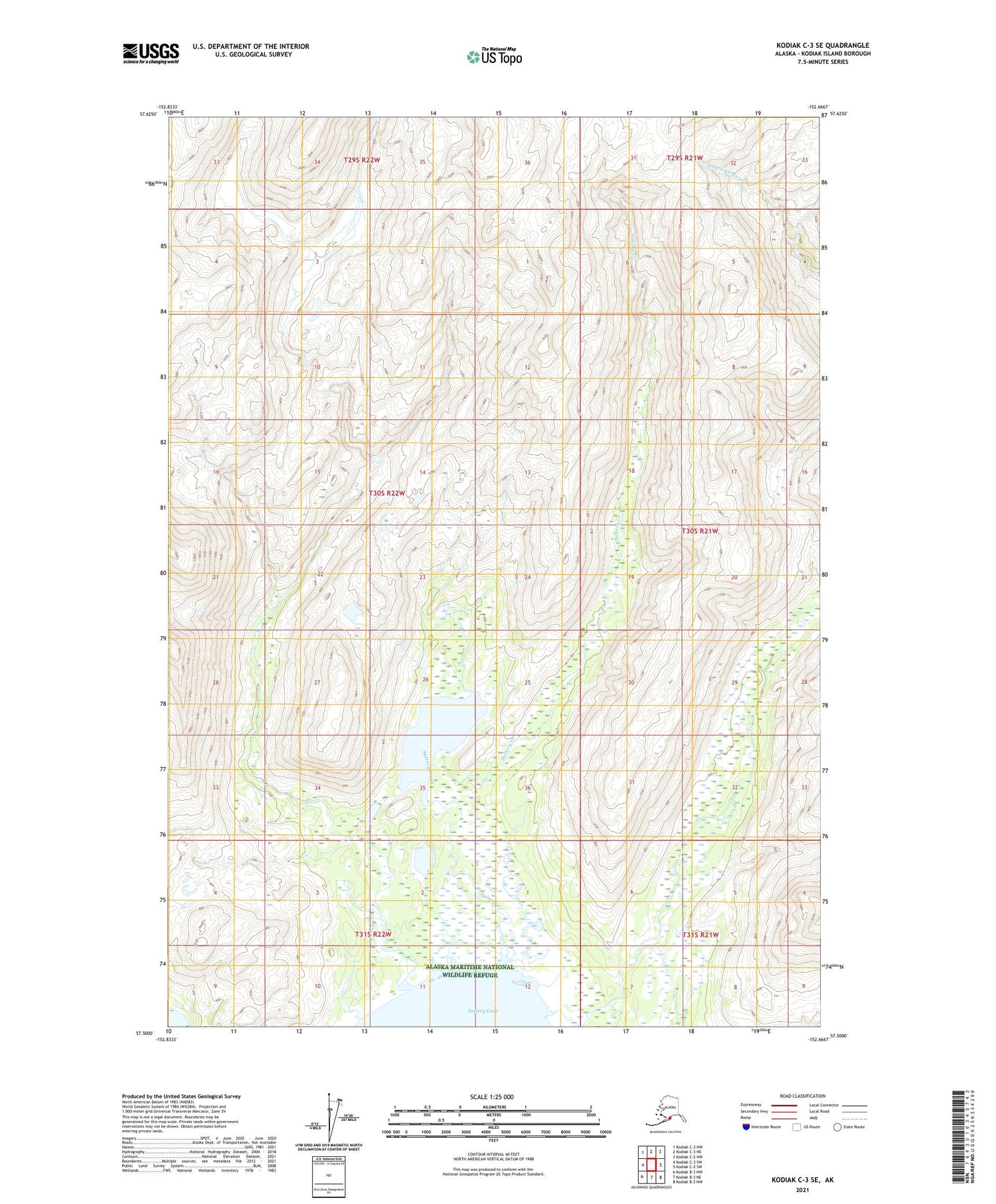 Kodiak C-3 SE Alaska US Topo Map Image