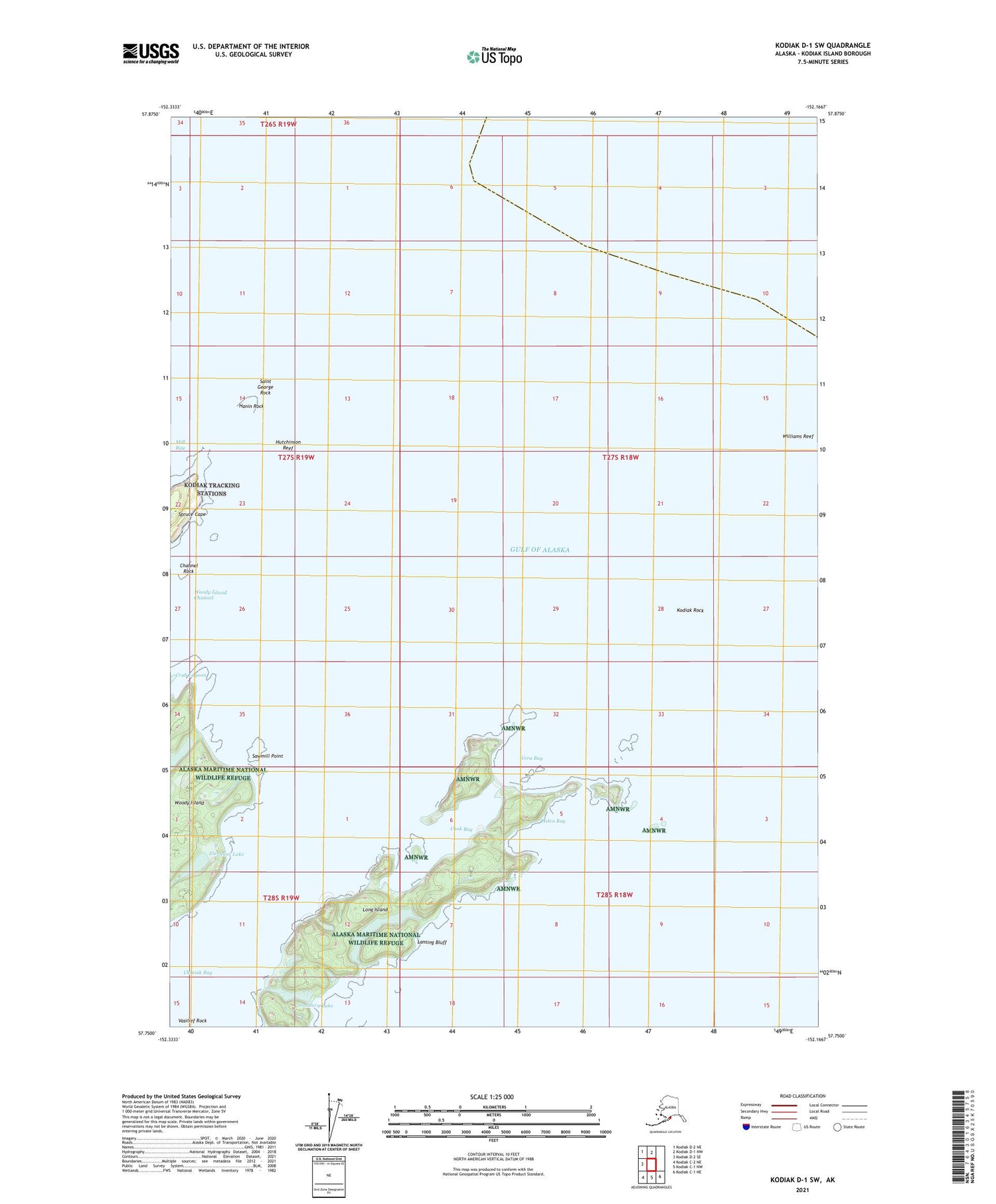 Kodiak D-1 SW Alaska US Topo Map Image