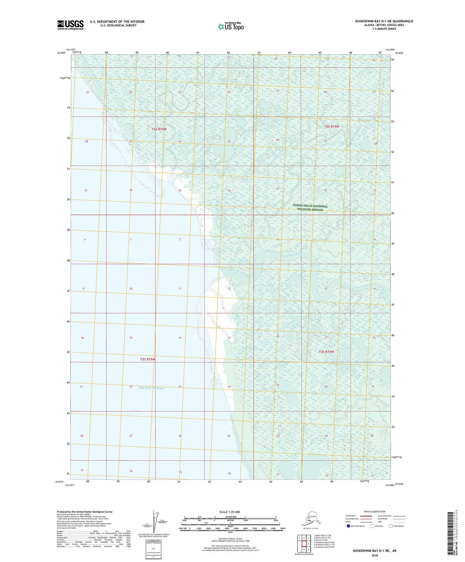 Kuskokwim Bay D-1 NE Alaska US Topo Map Image