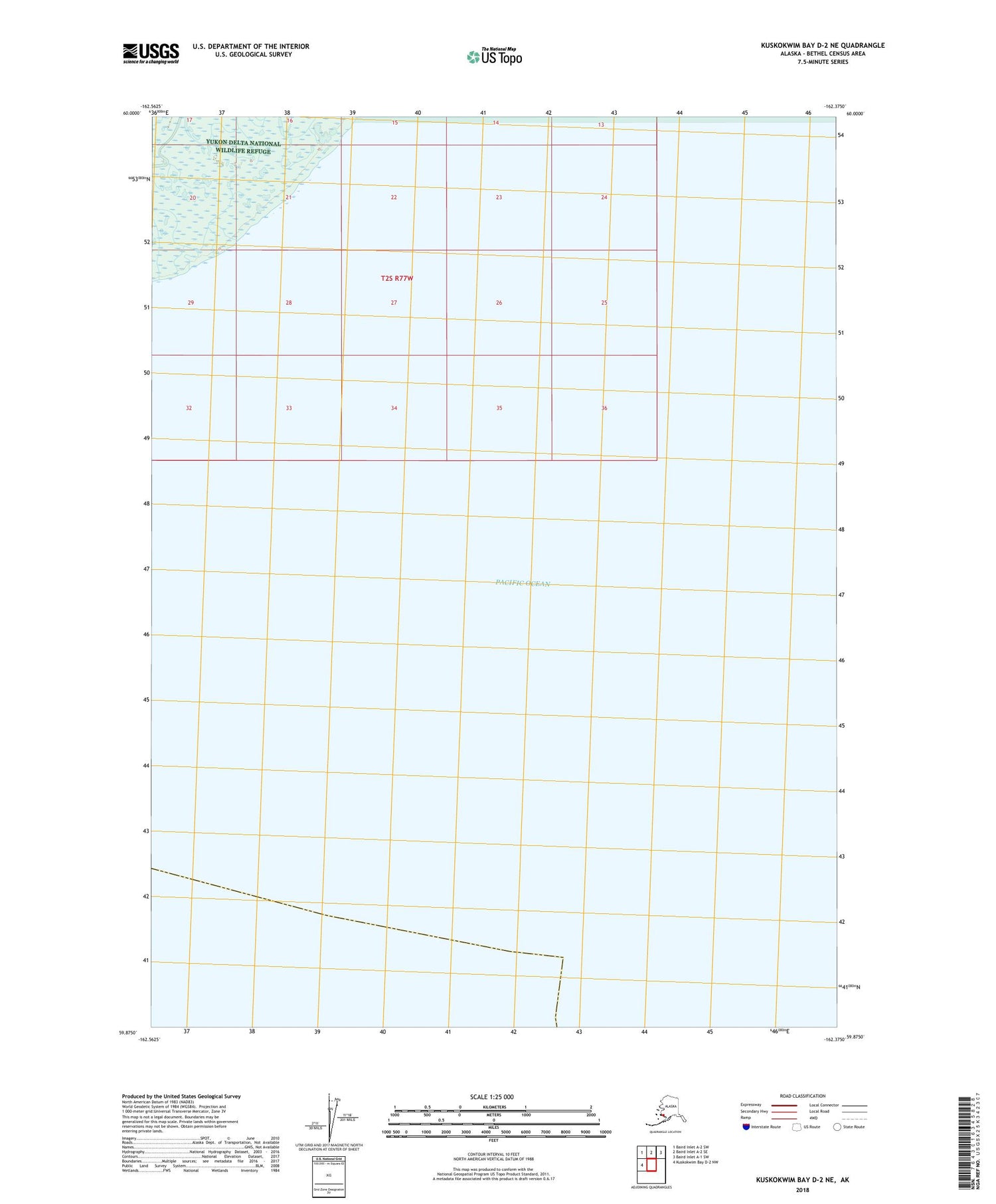 Kuskokwim Bay D-2 NE Alaska US Topo Map Image