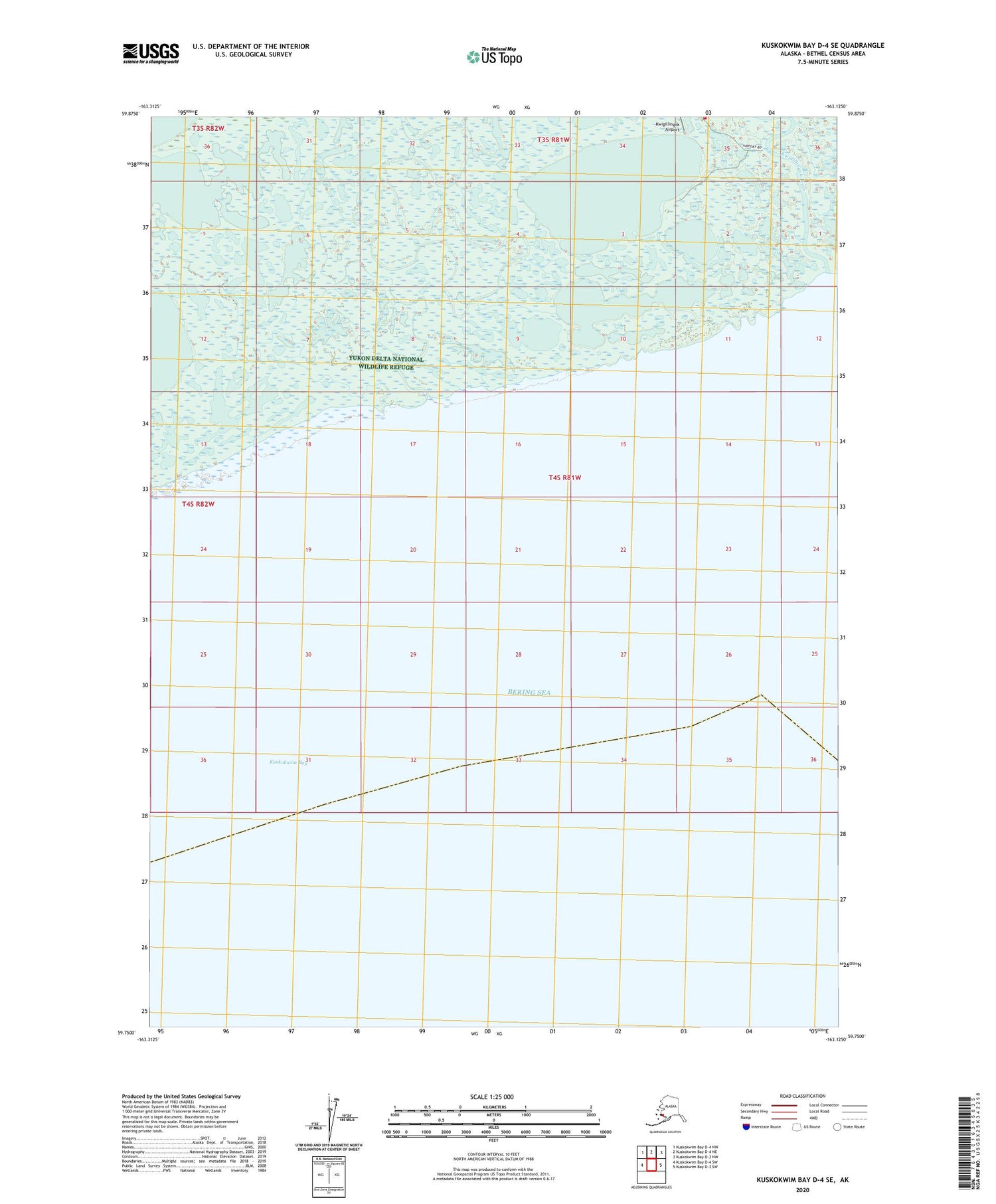 Kuskokwim Bay D-4 SE Alaska US Topo Map Image