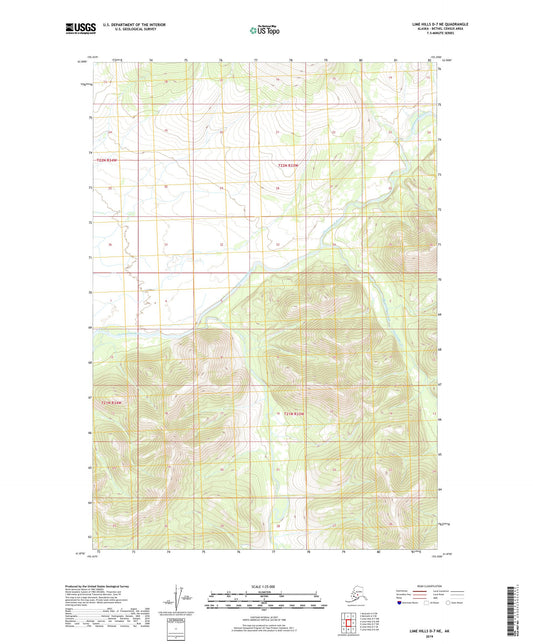 LIme Hills D-7 NE Alaska US Topo Map Image
