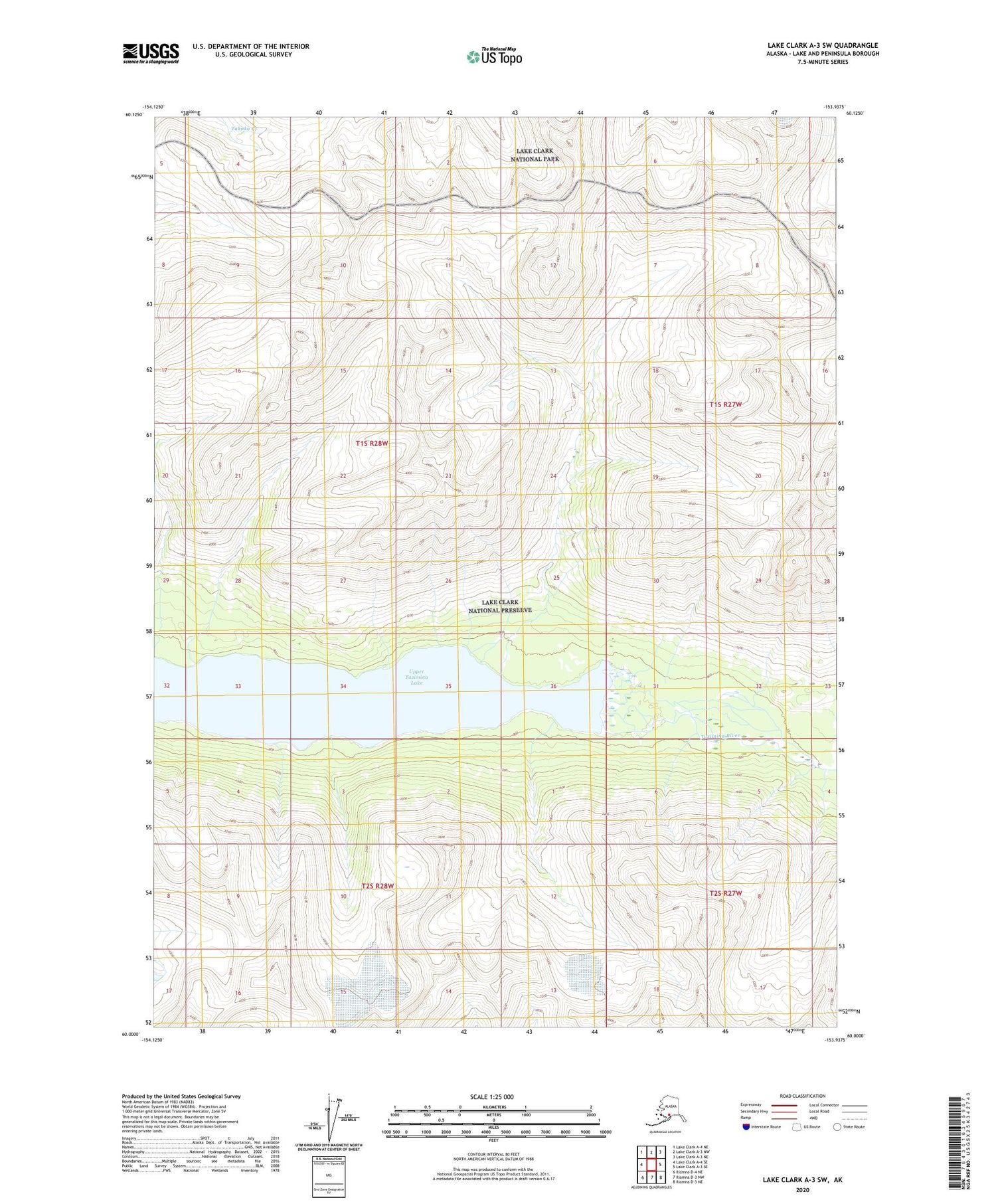 Lake Clark A-3 SW Alaska US Topo Map Image
