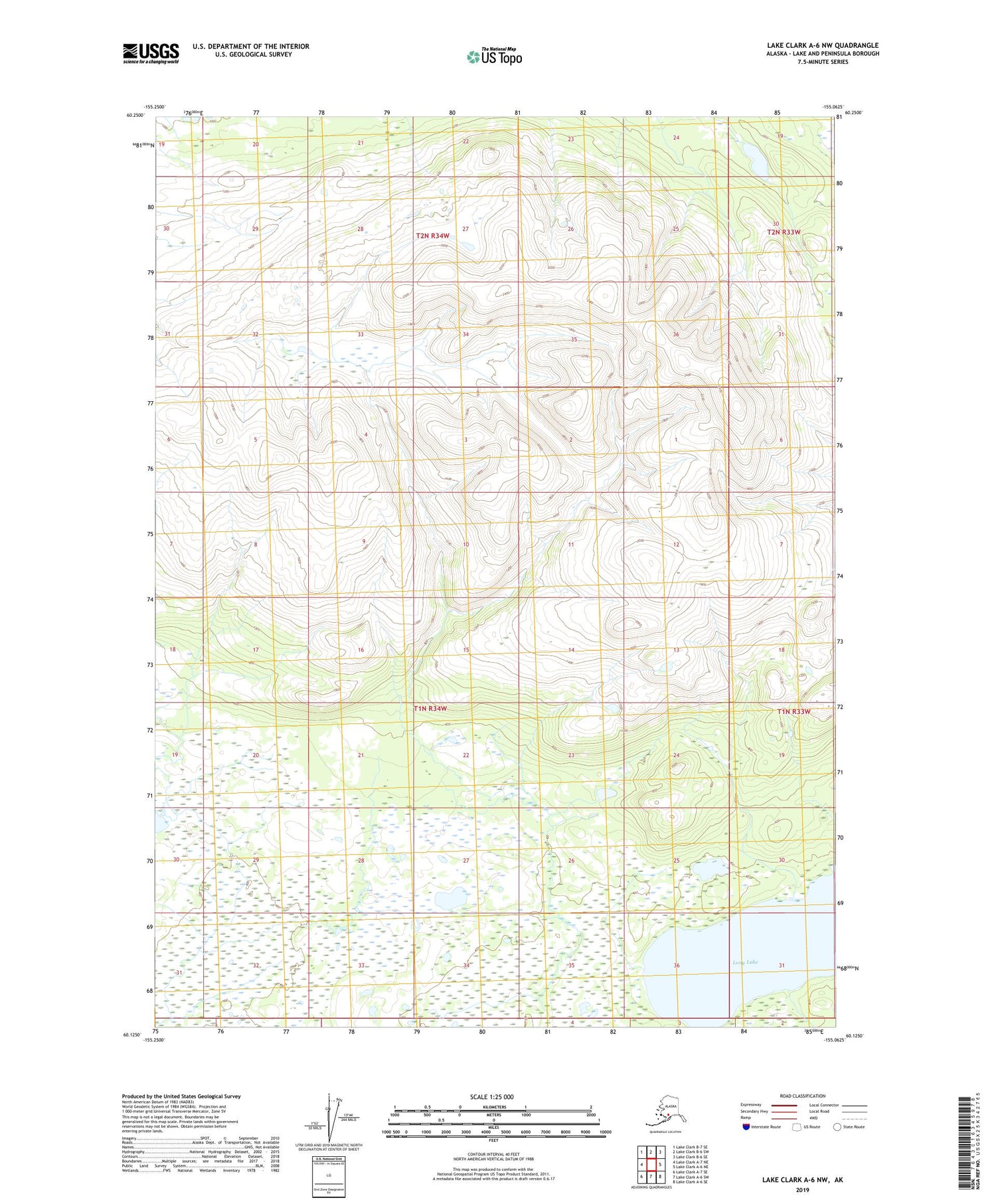 Lake Clark A-6 NW Alaska US Topo Map Image