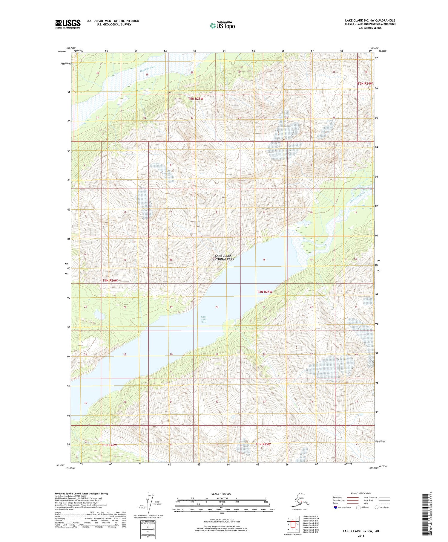 Lake Clark B-2 NW Alaska US Topo Map Image
