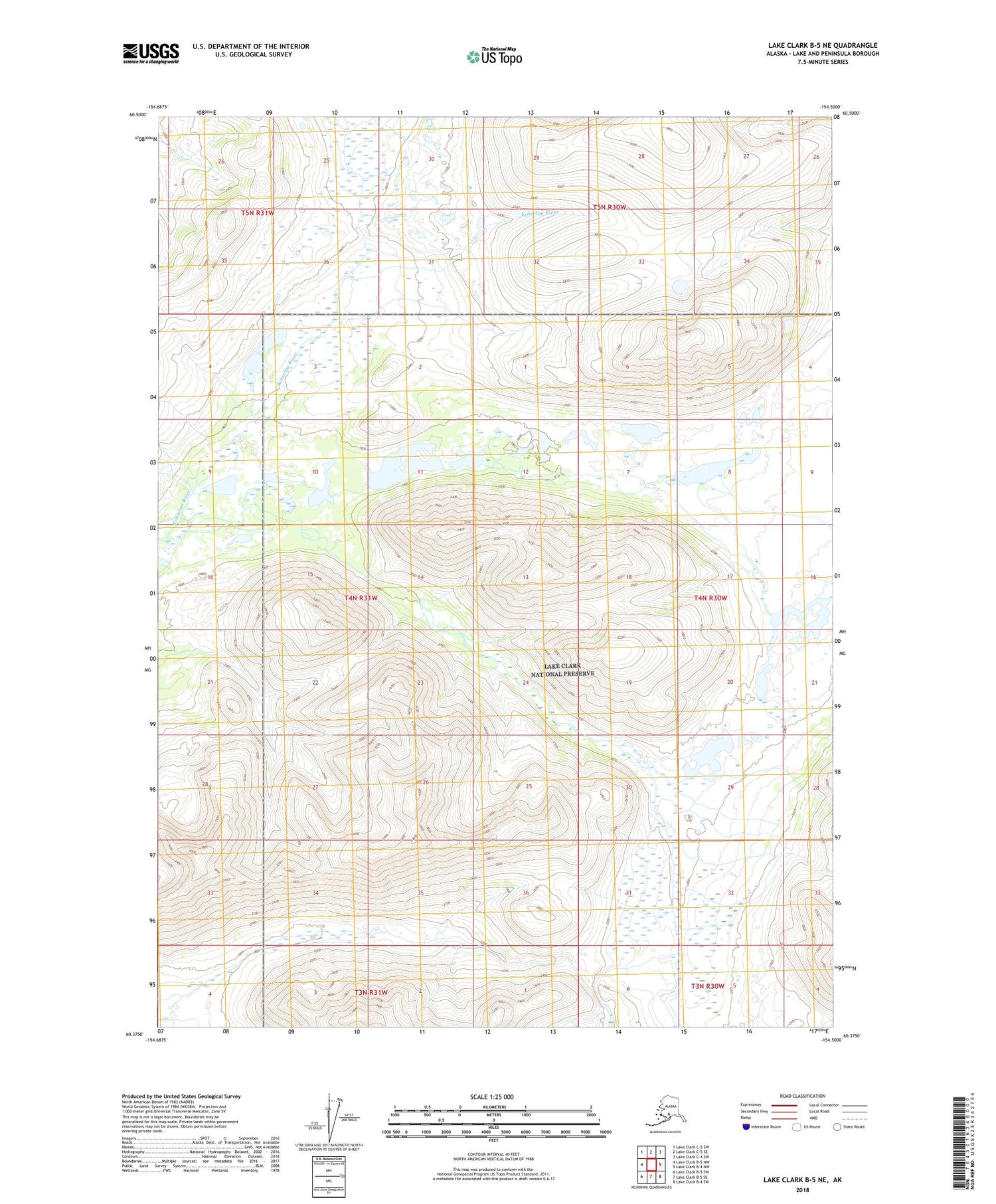 Lake Clark B-5 NE Alaska US Topo Map Image