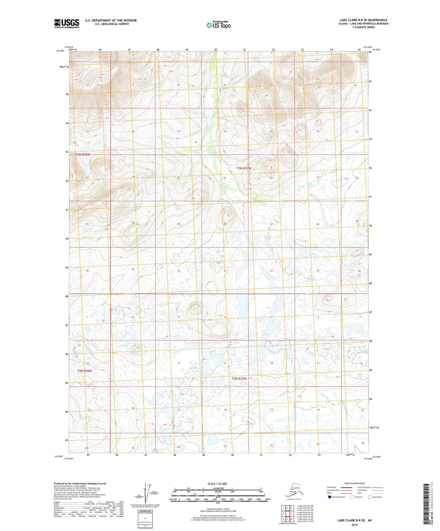 Lake Clark B-8 SE Alaska US Topo Map Image