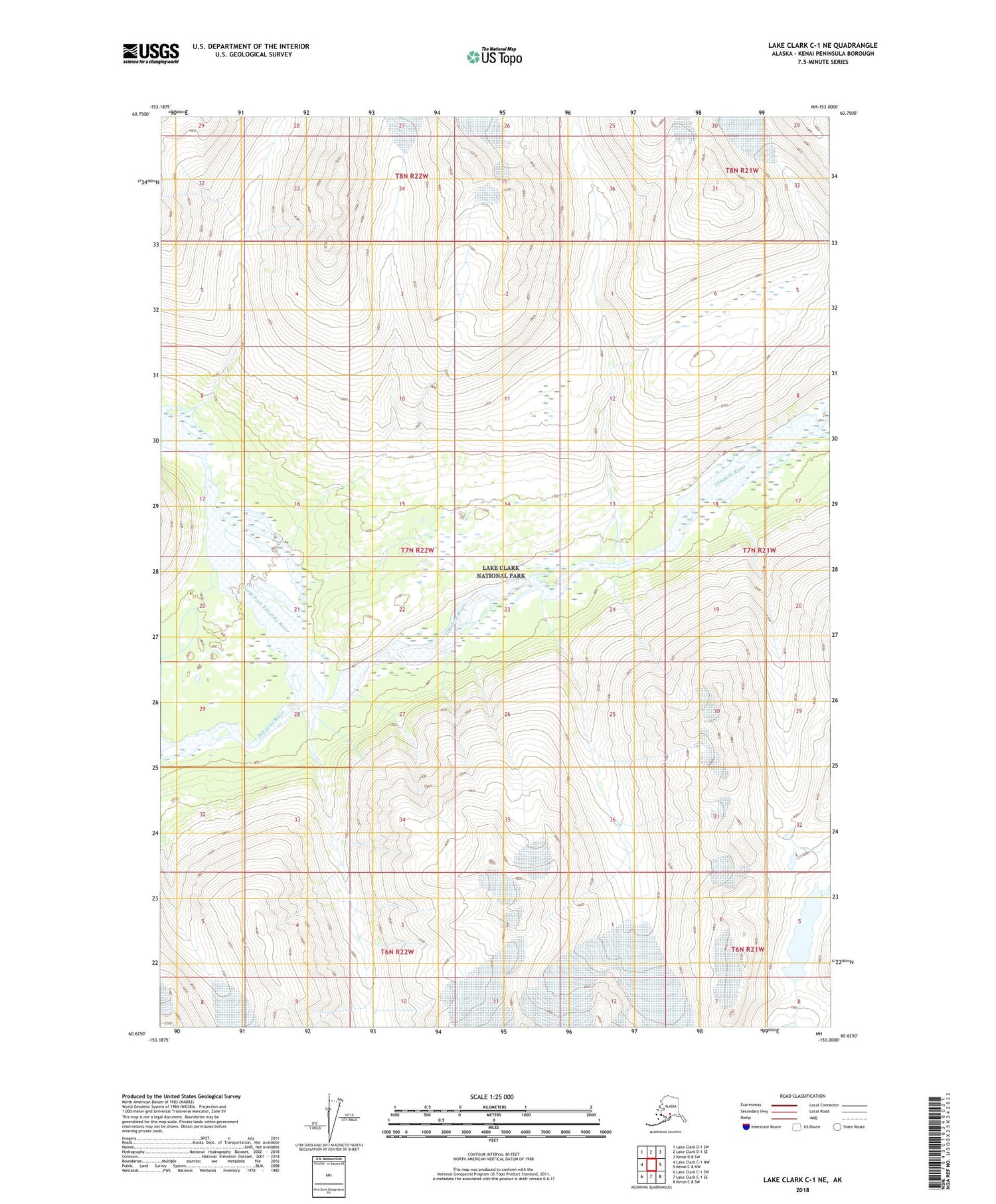Lake Clark C-1 NE Alaska US Topo Map Image