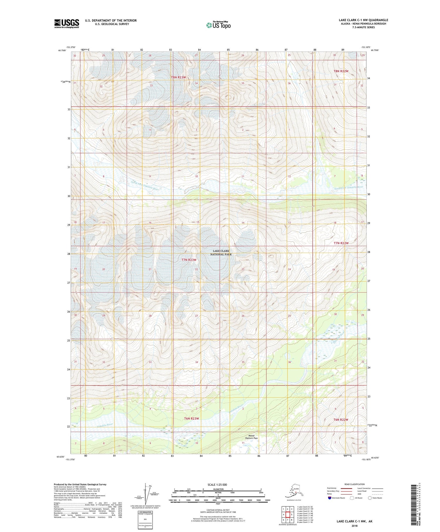 Lake Clark C-1 NW Alaska US Topo Map Image
