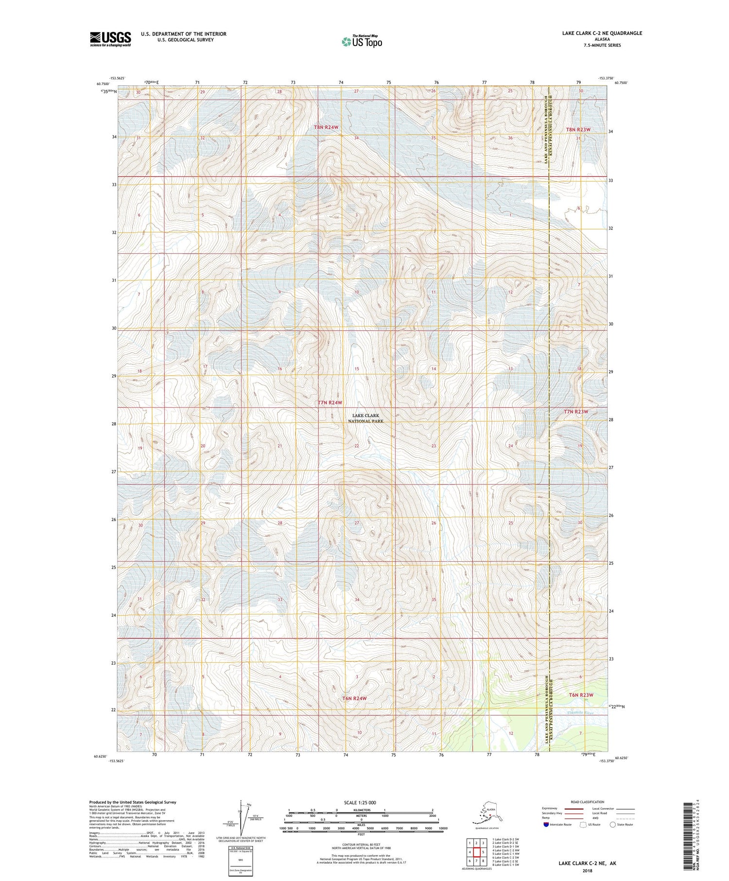 Lake Clark C-2 NE Alaska US Topo Map Image