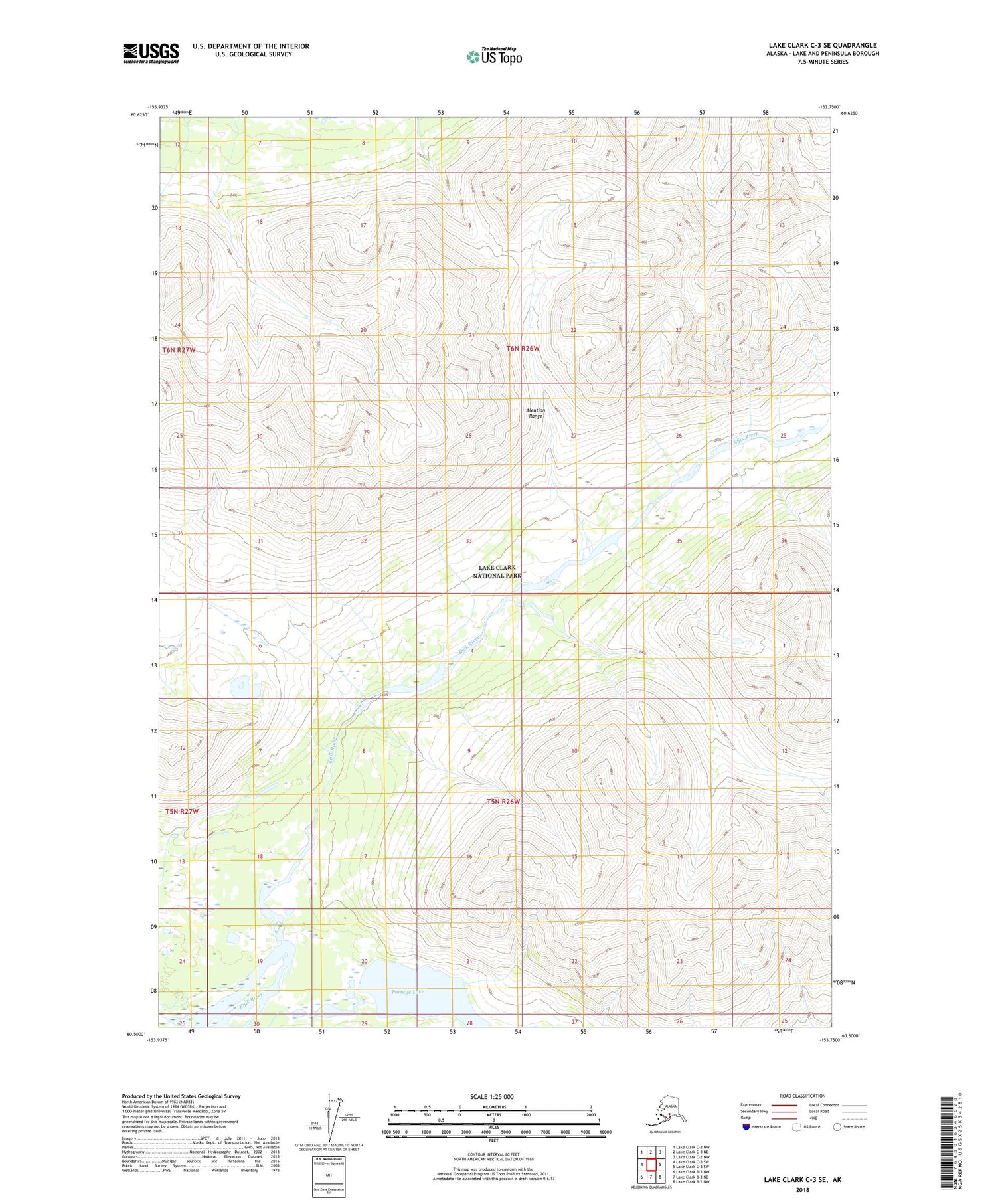Lake Clark C-3 SE Alaska US Topo Map Image