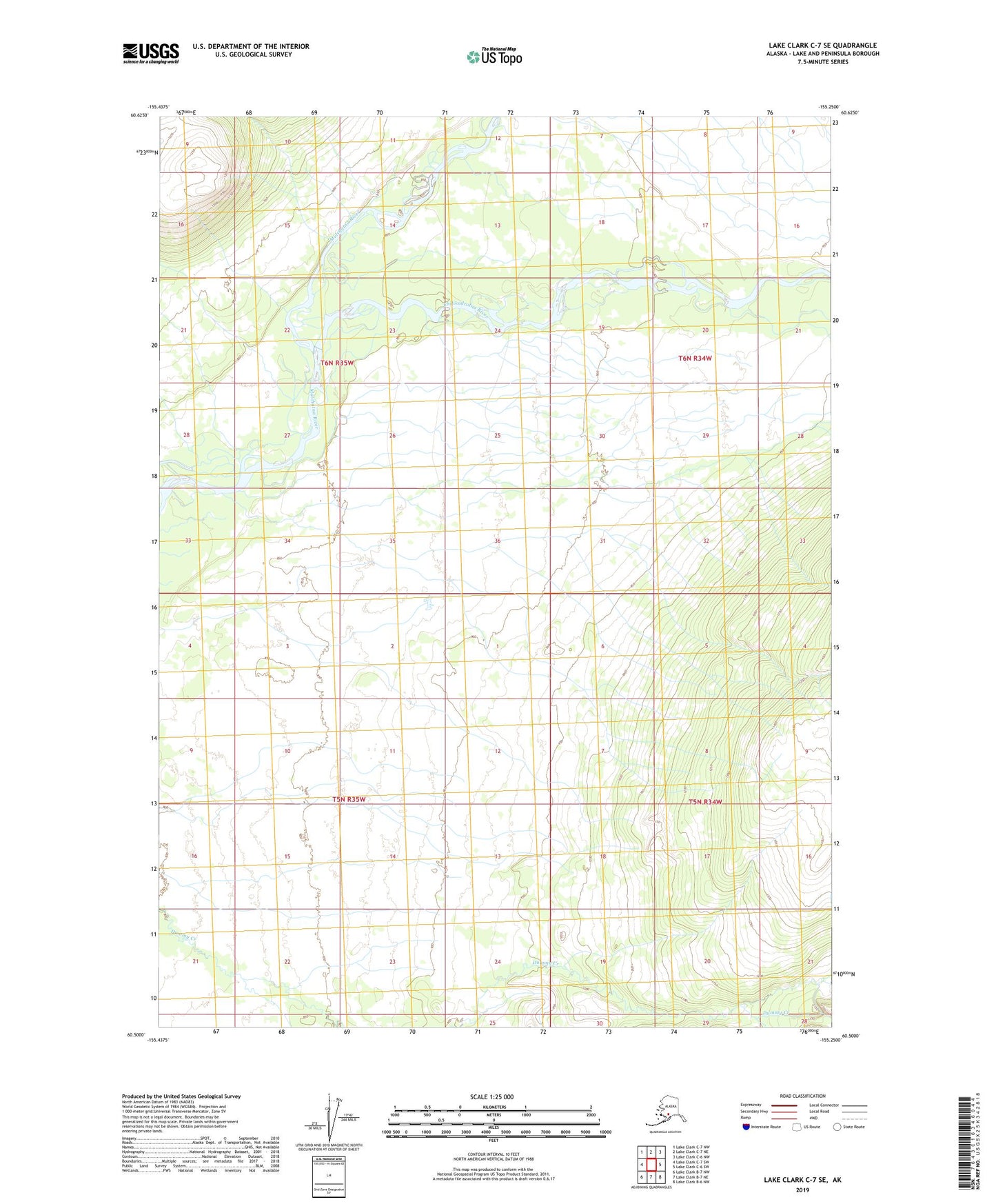 Lake Clark C-7 SE Alaska US Topo Map Image
