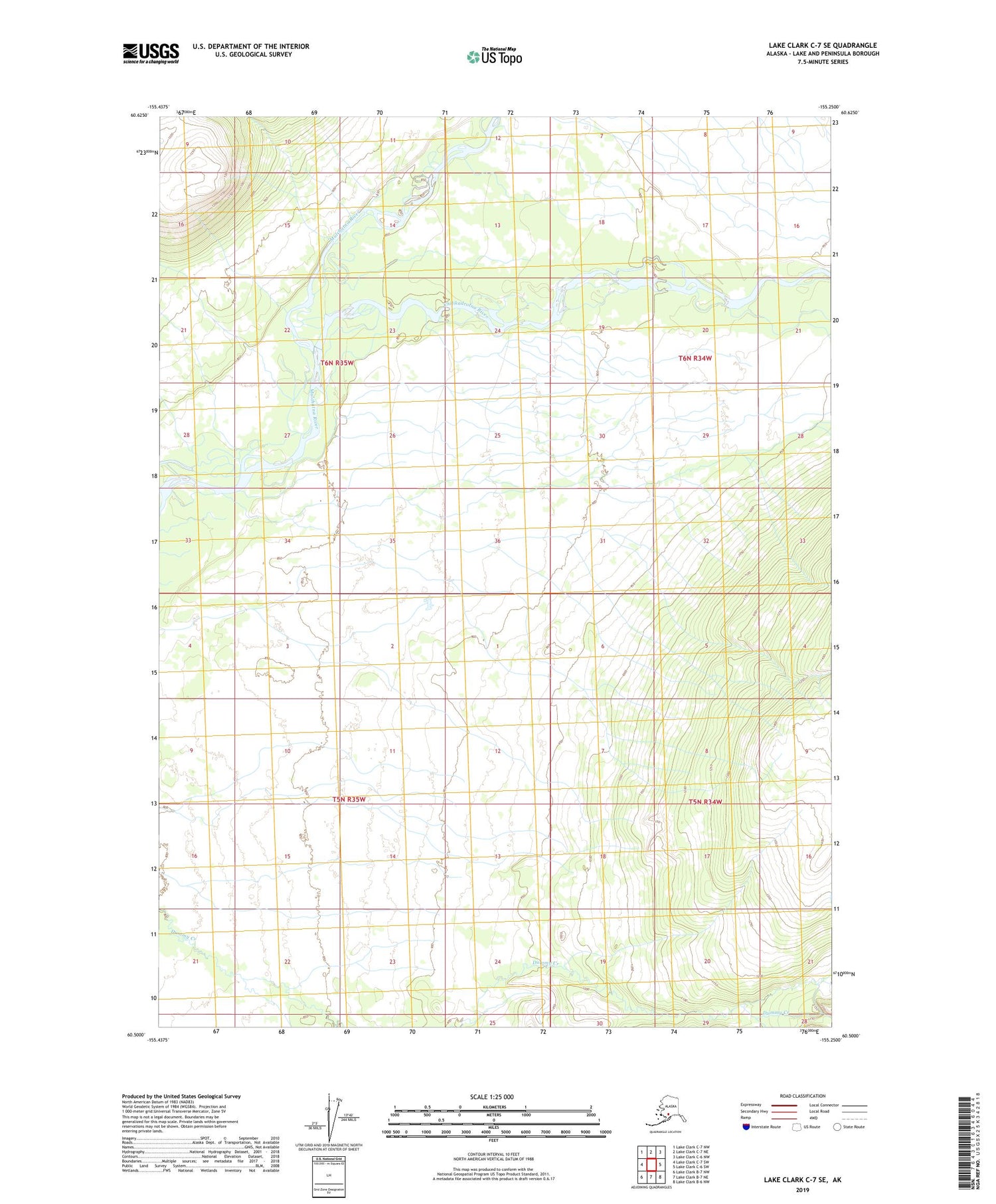 Lake Clark C-7 SE Alaska US Topo Map Image