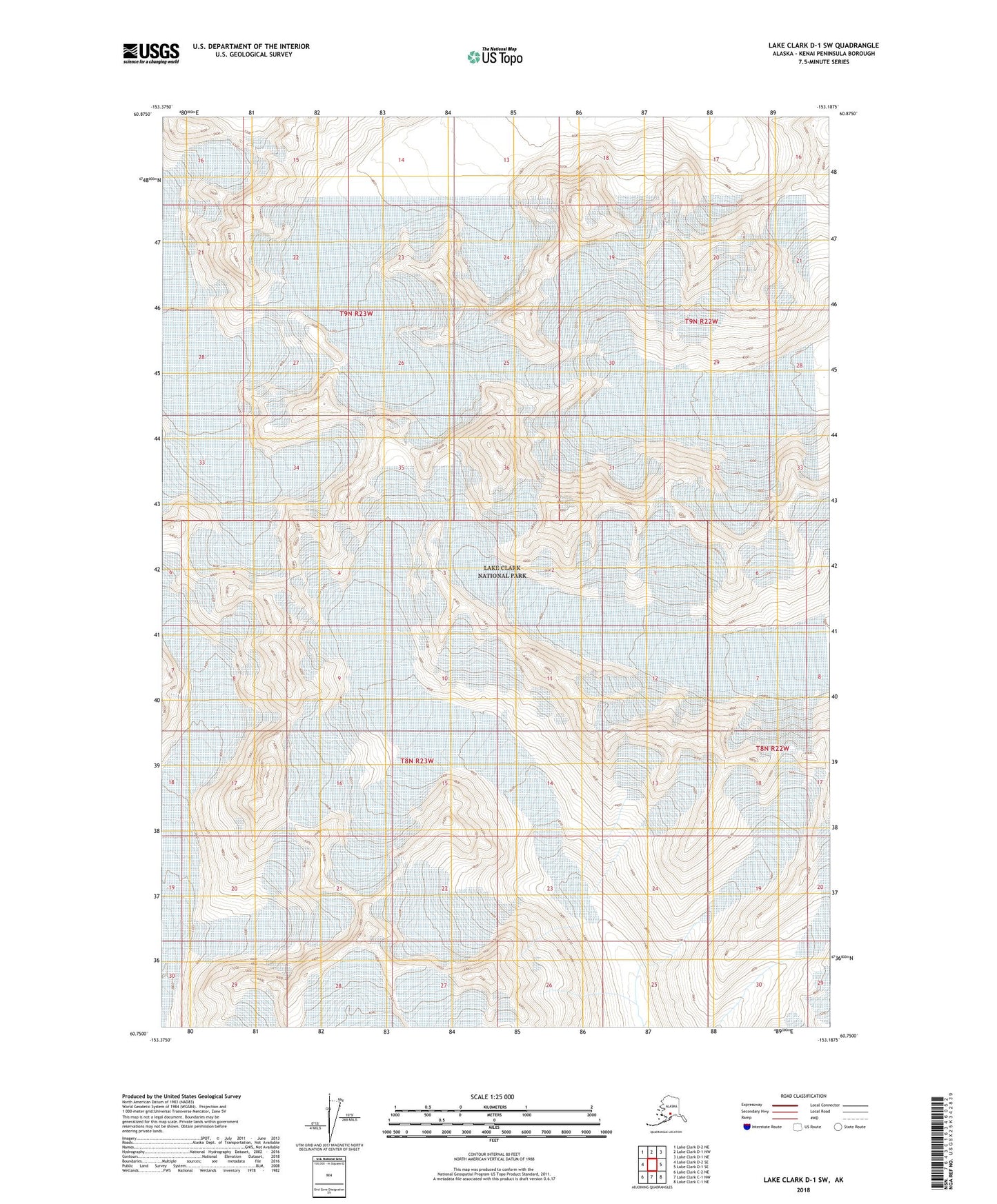 Lake Clark D-1 SW Alaska US Topo Map Image
