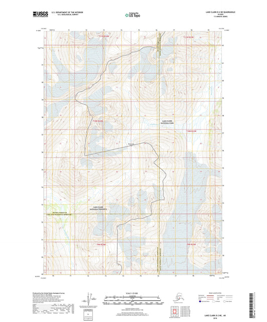 Lake Clark D-2 NE Alaska US Topo Map Image
