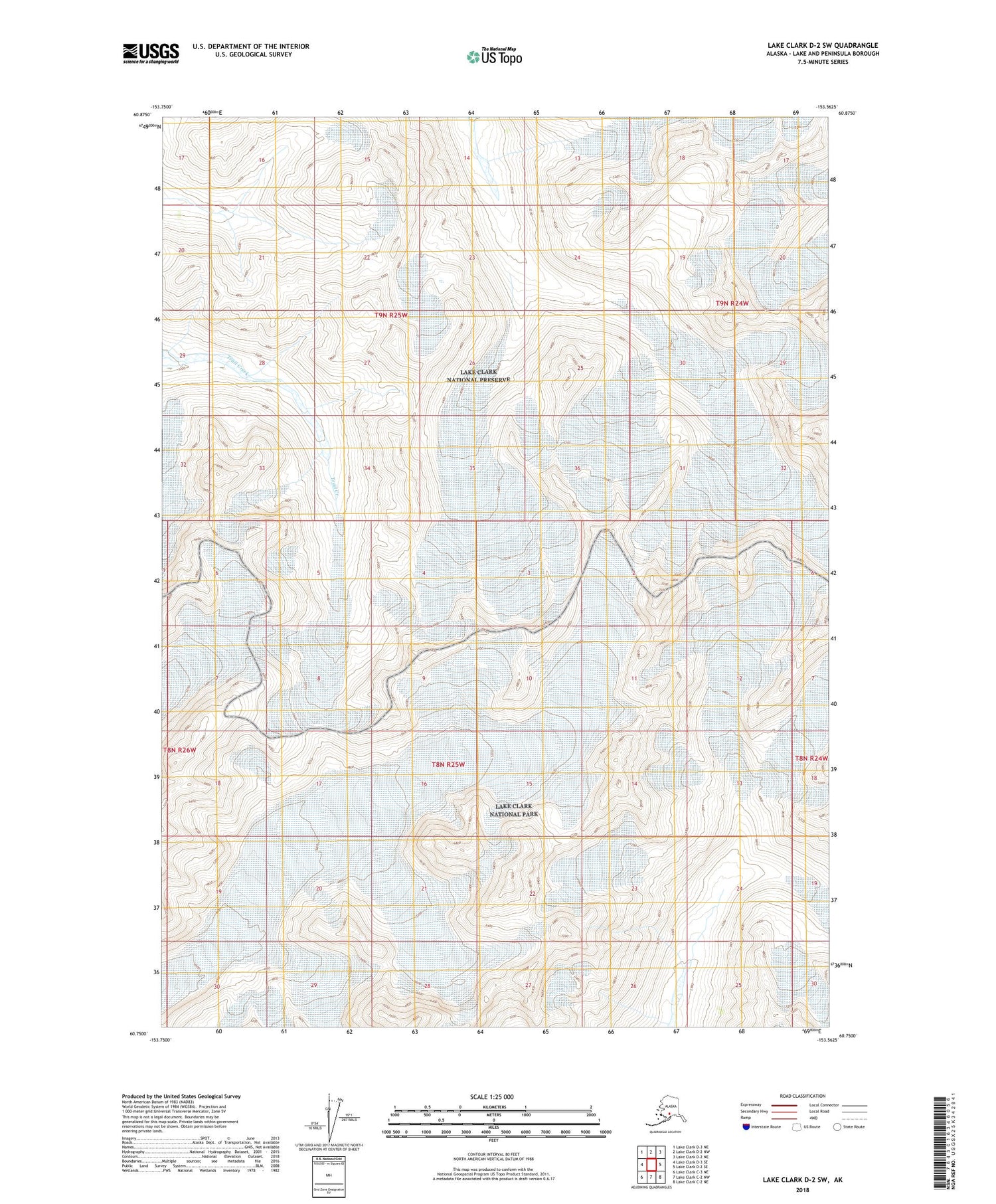 Lake Clark D-2 SW Alaska US Topo Map Image