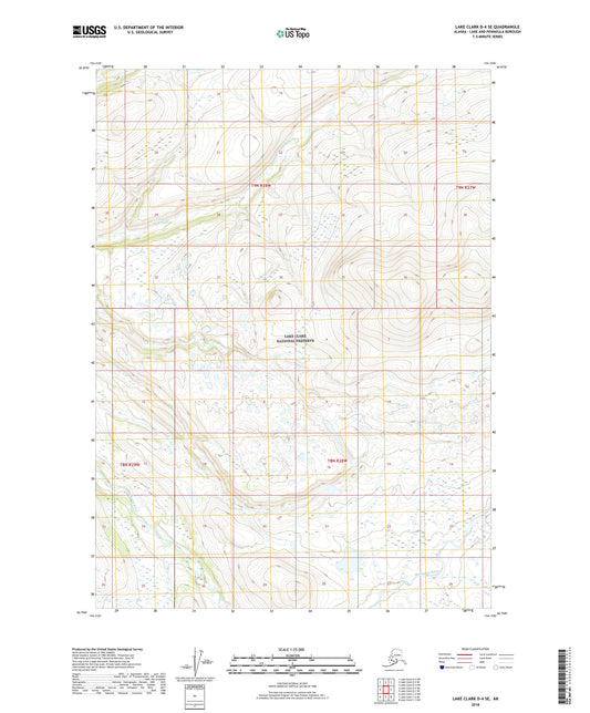 Lake Clark D-4 SE Alaska US Topo Map Image