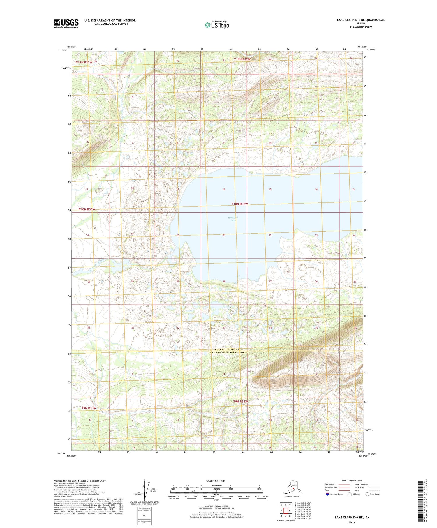 Lake Clark D-6 NE Alaska US Topo Map Image