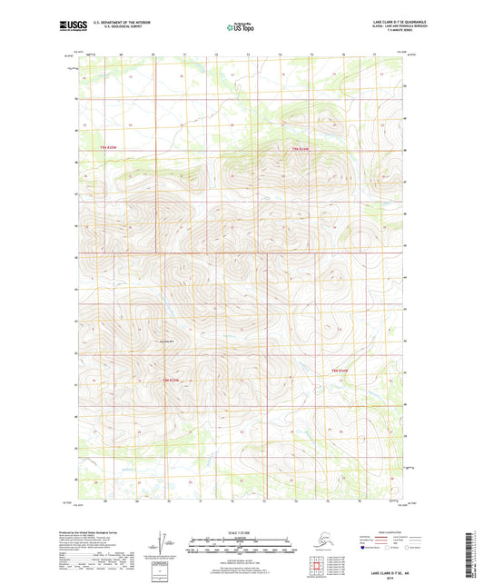Lake Clark D-7 SE Alaska US Topo Map Image