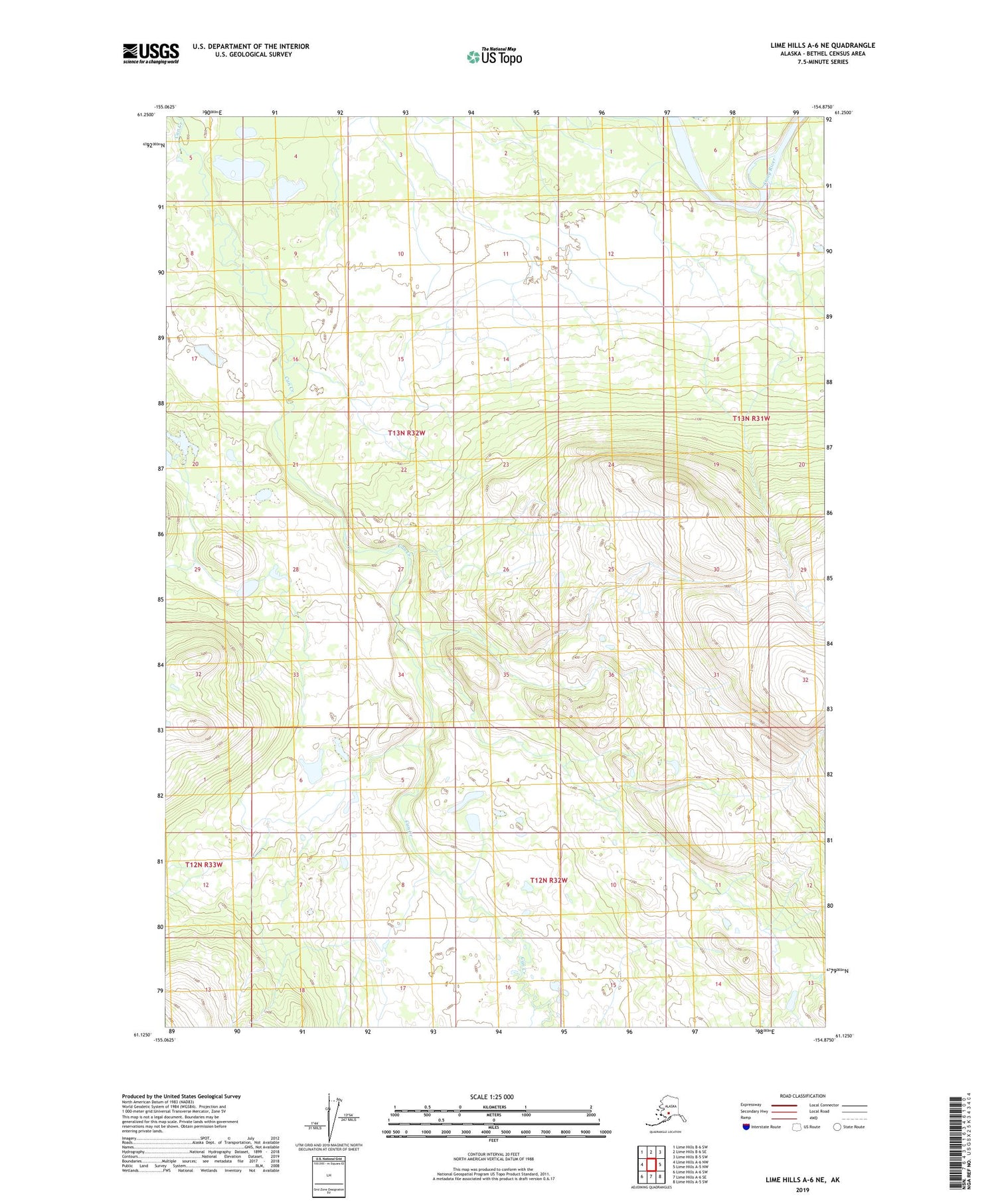Lime Hills A-6 NE Alaska US Topo Map Image