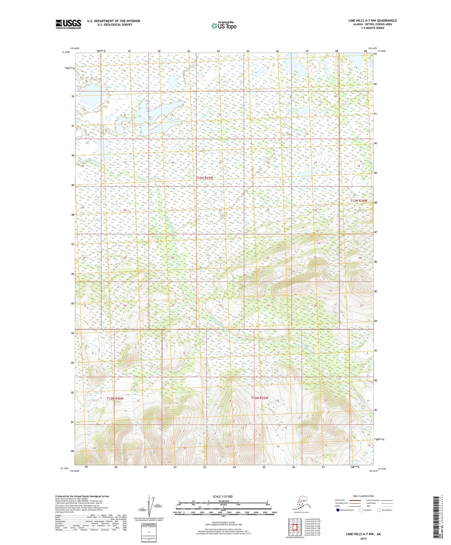 Lime Hills A-7 NW Alaska US Topo Map Image