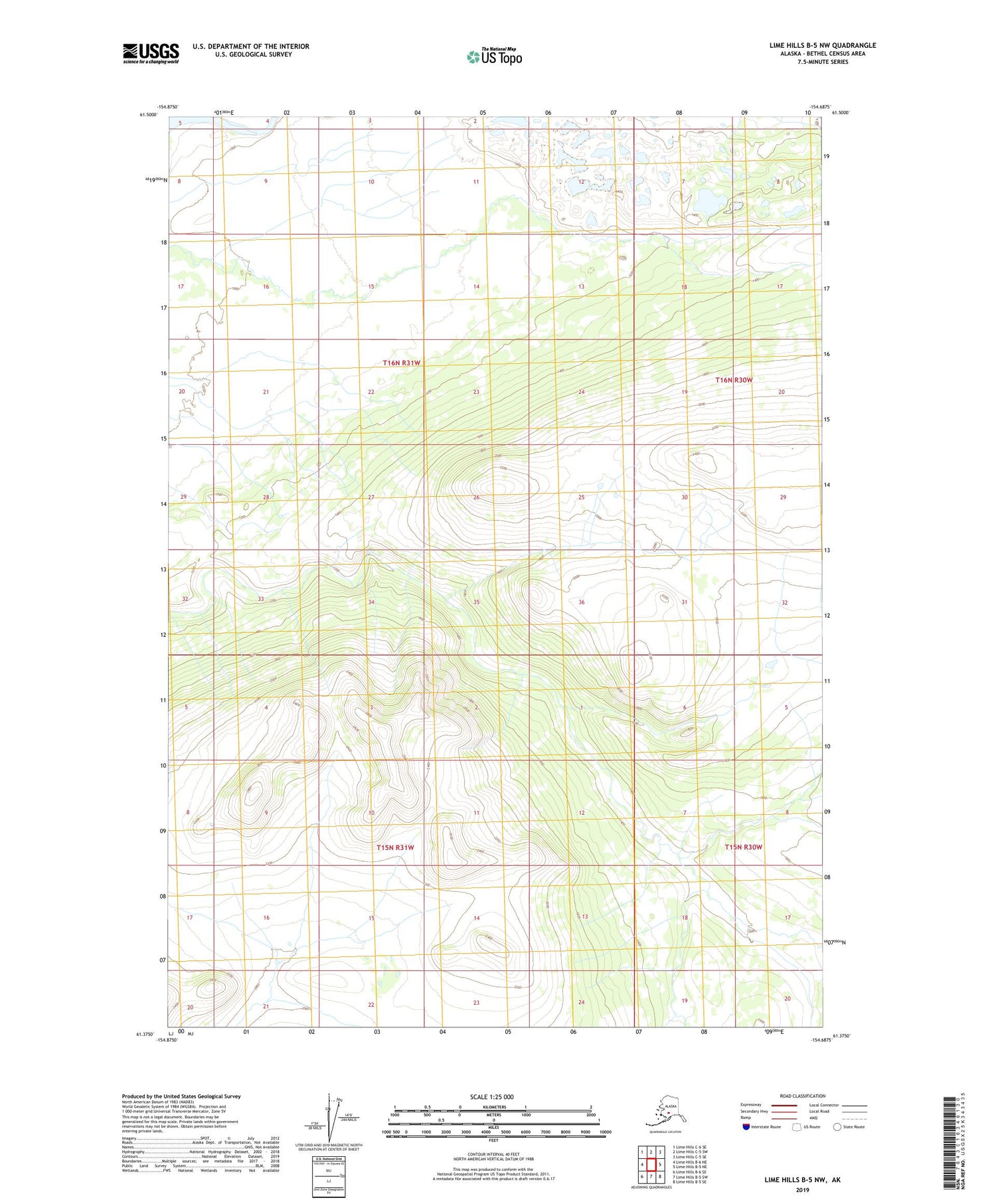 Lime Hills B-5 NW Alaska US Topo Map Image