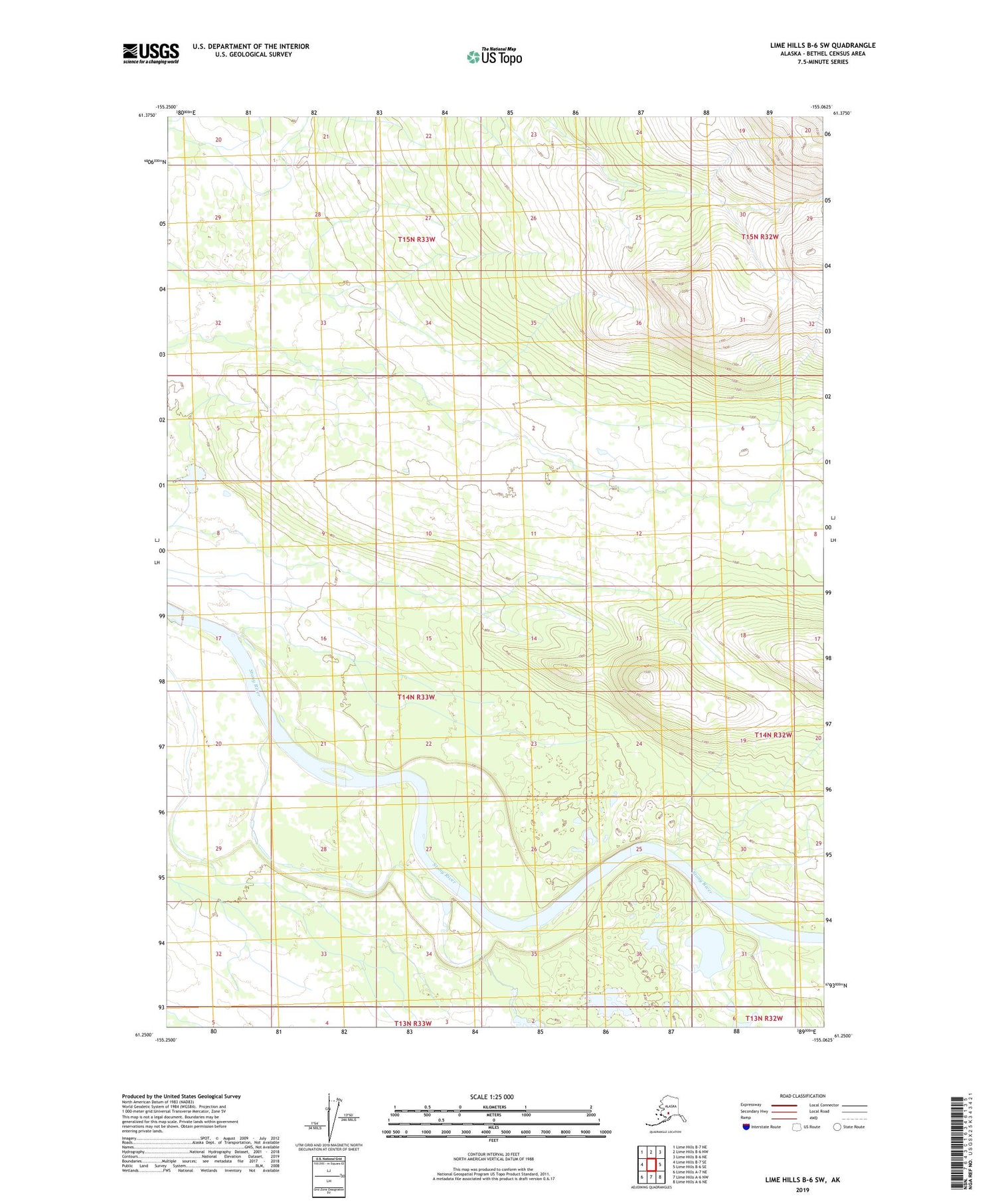 Lime Hills B-6 SW Alaska US Topo Map Image