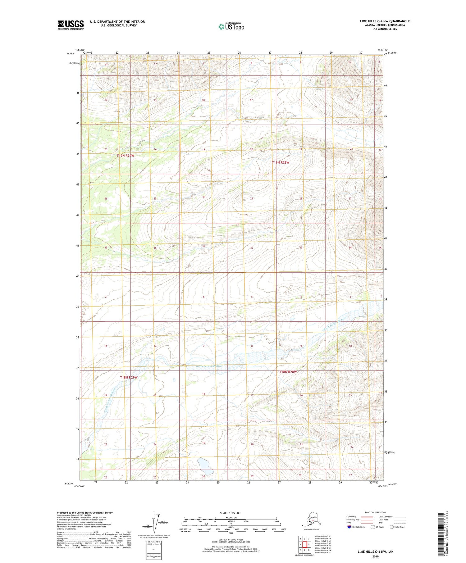 Lime Hills C-4 NW Alaska US Topo Map Image