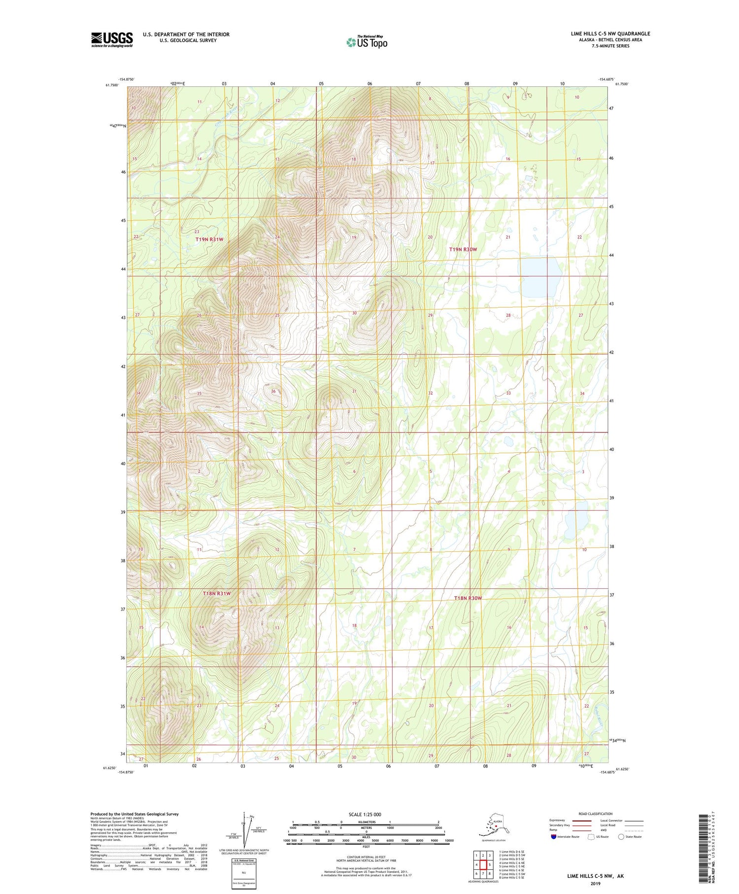 Lime Hills C-5 NW Alaska US Topo Map Image