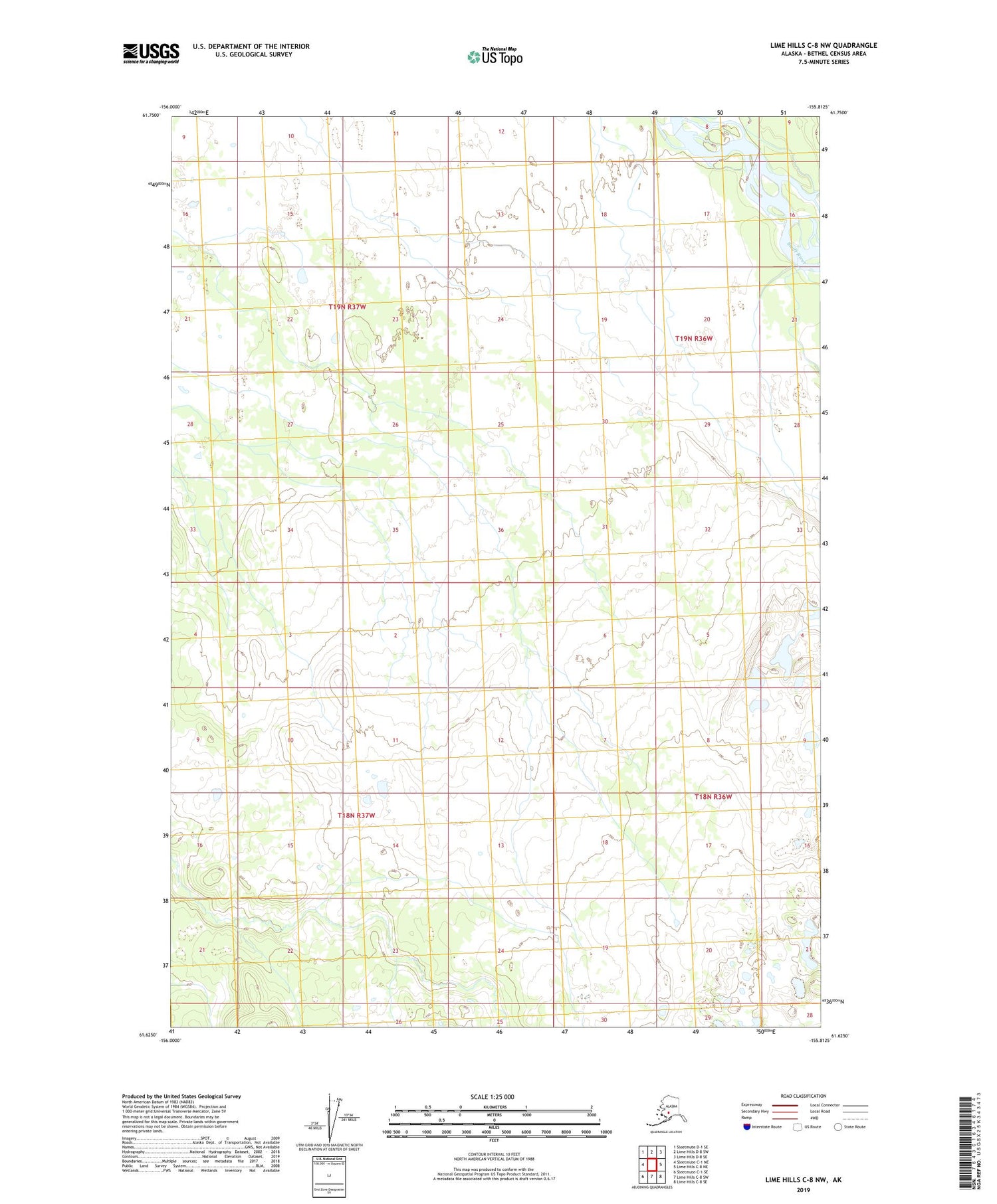 Lime Hills C-8 NW Alaska US Topo Map Image