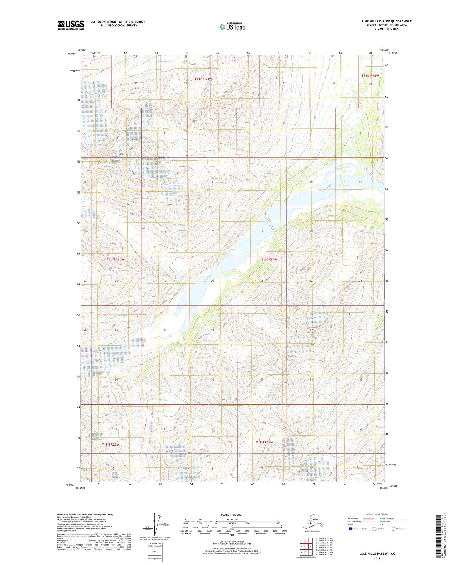 Lime Hills D-2 SW Alaska US Topo Map Image