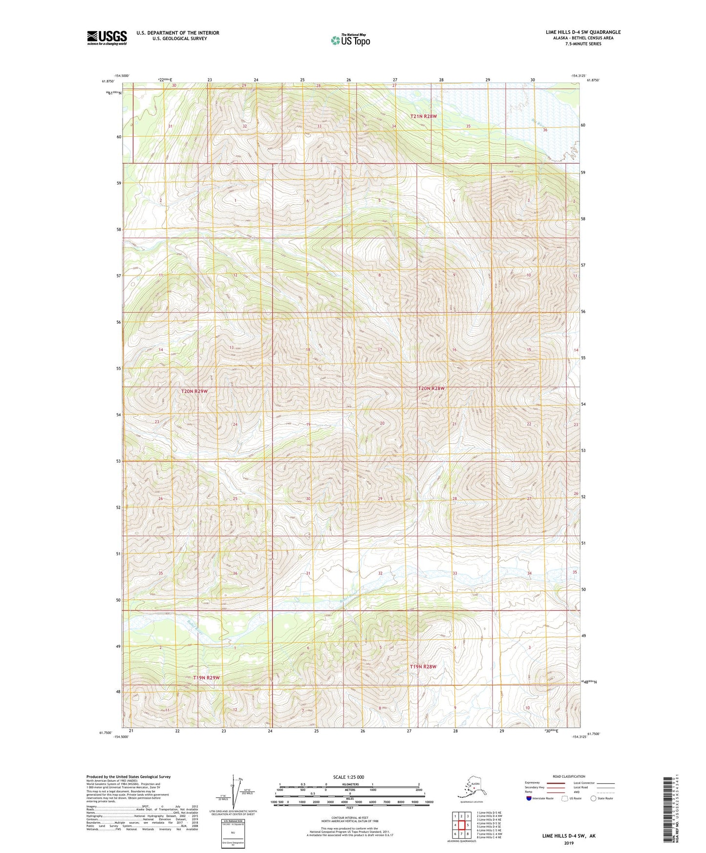Lime Hills D-4 SW Alaska US Topo Map Image