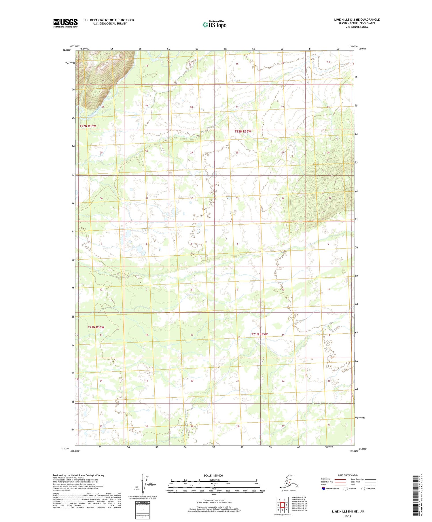 Lime Hills D-8 NE Alaska US Topo Map Image