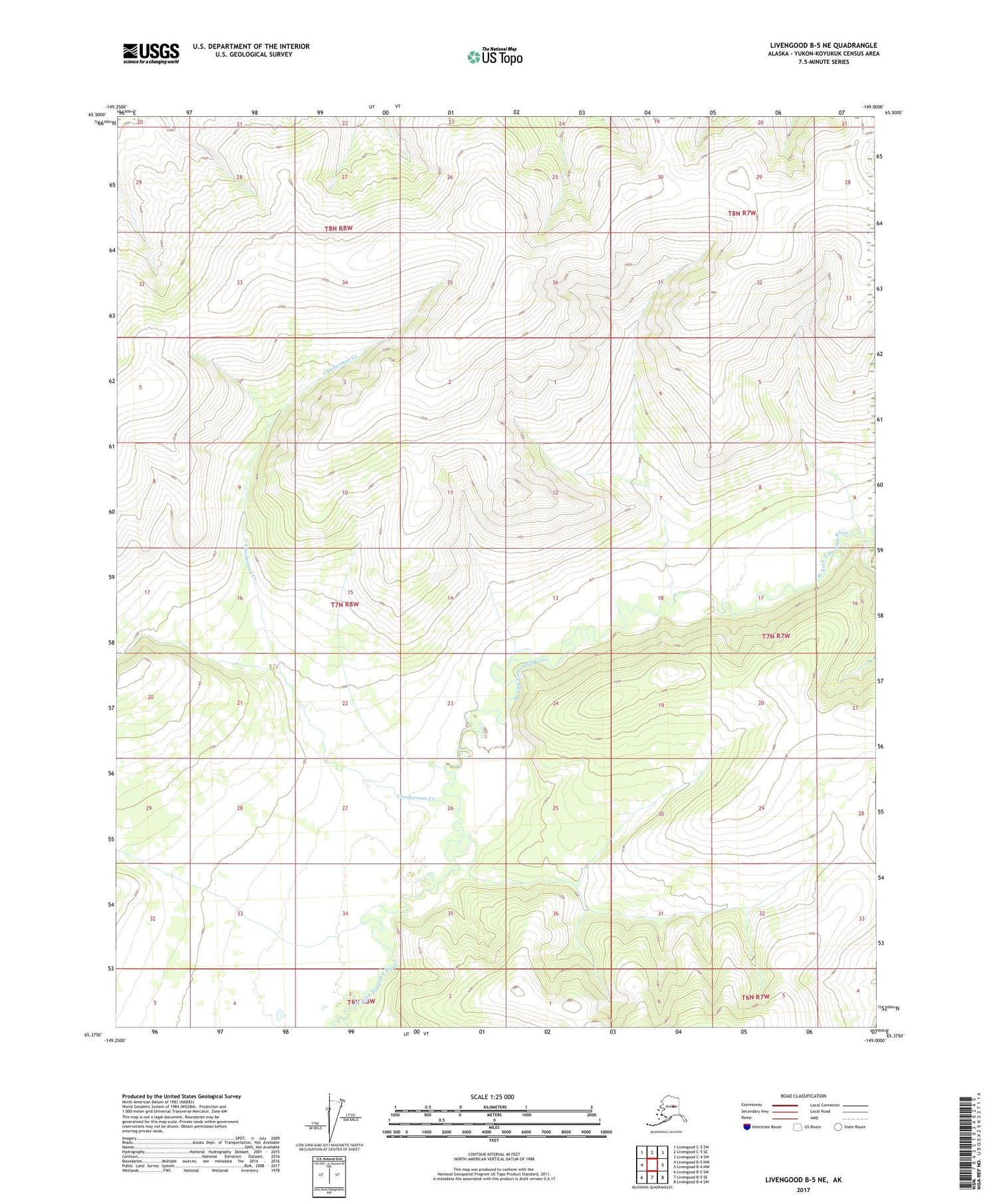 Livengood B-5 NE Alaska US Topo Map Image