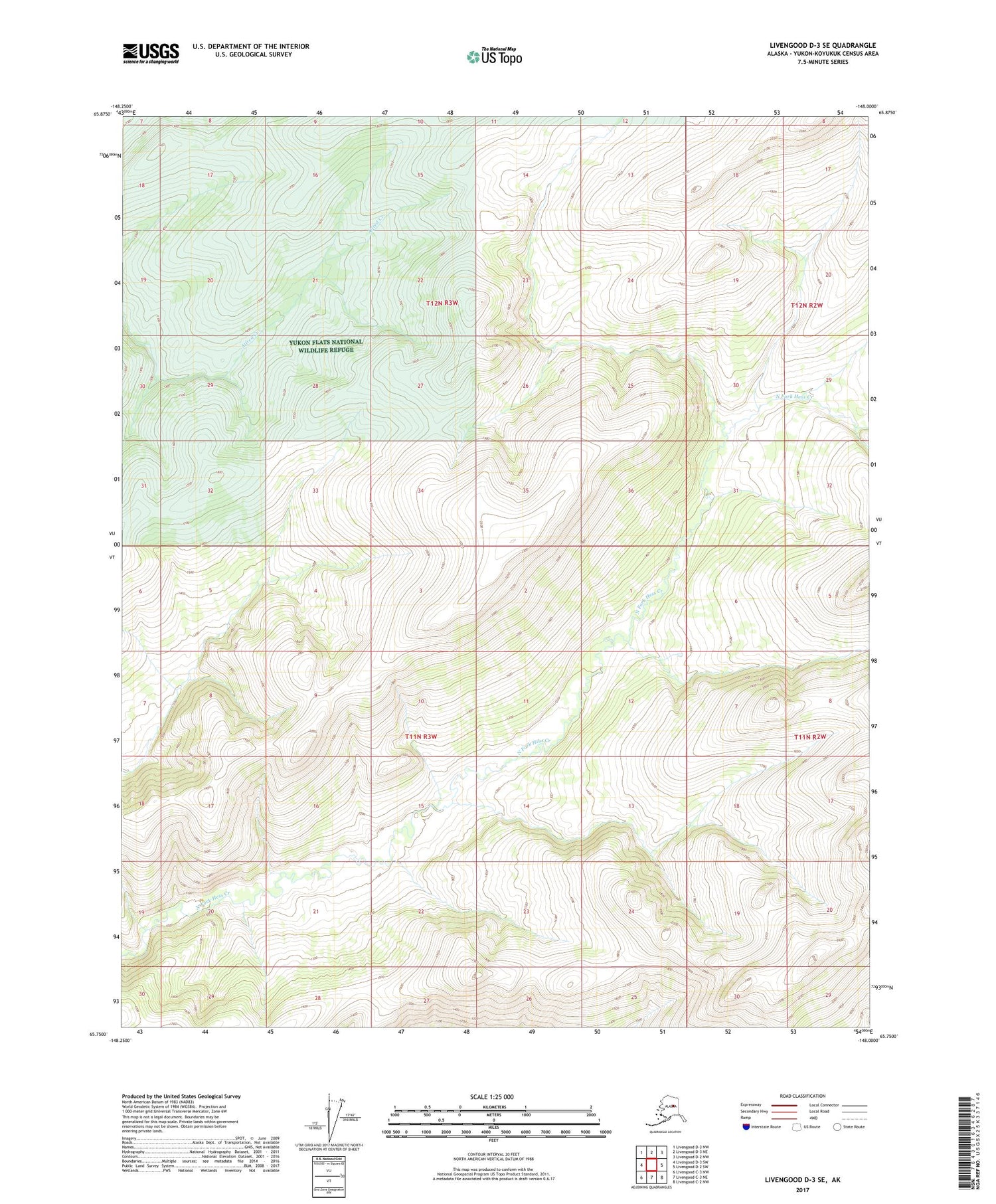 Livengood D-3 SE Alaska US Topo Map Image
