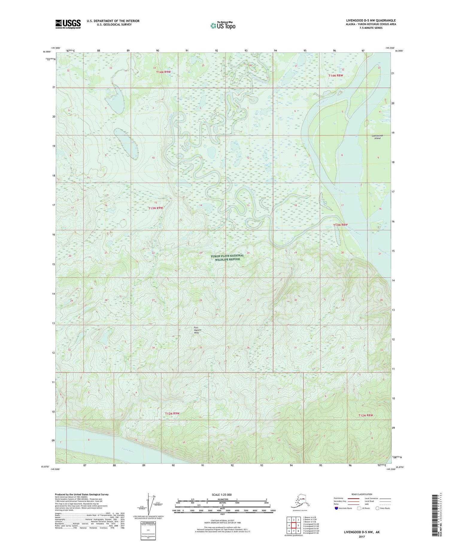Livengood D-5 NW Alaska US Topo Map Image