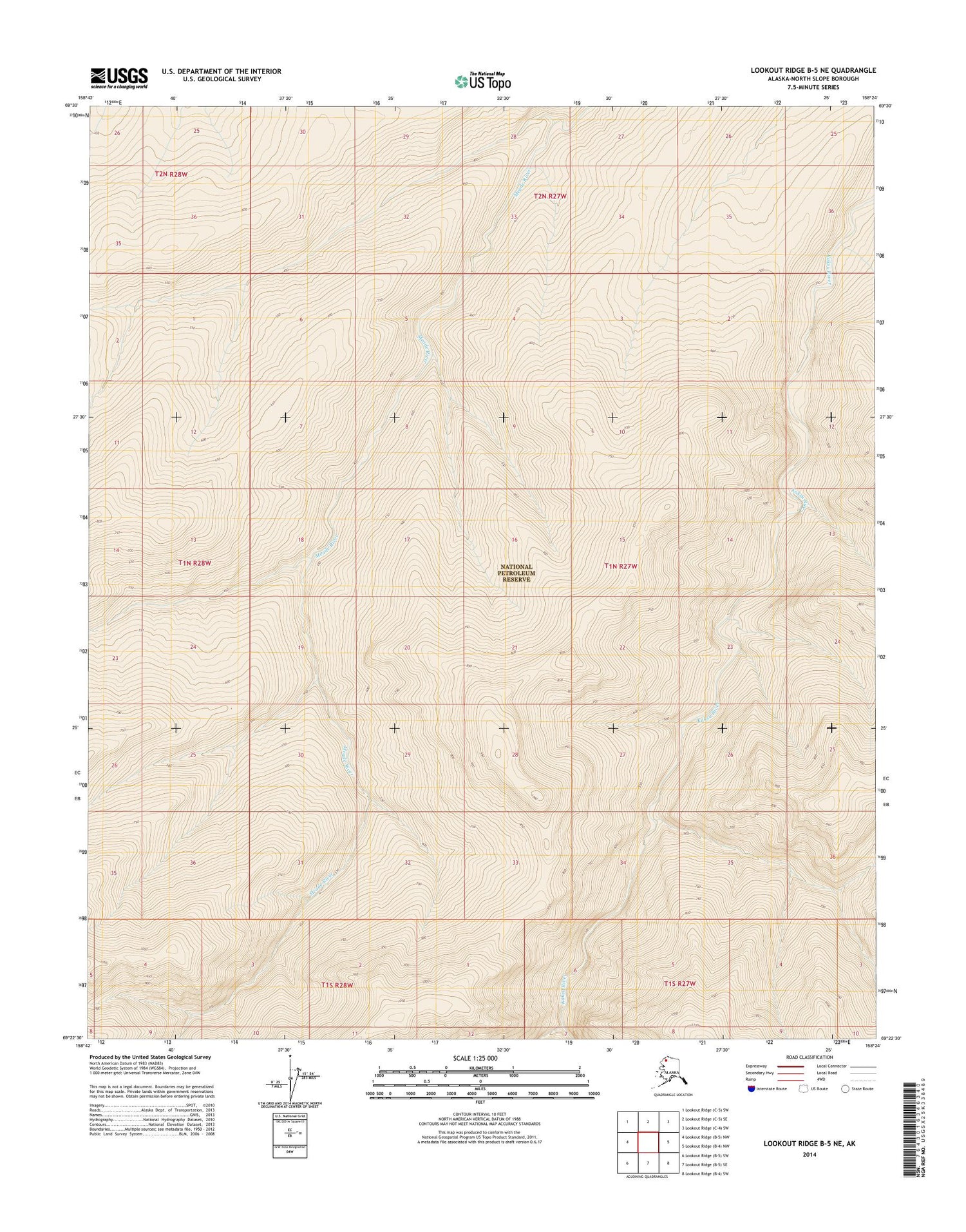 Lookout Ridge B-5 NE Alaska US Topo Map Image