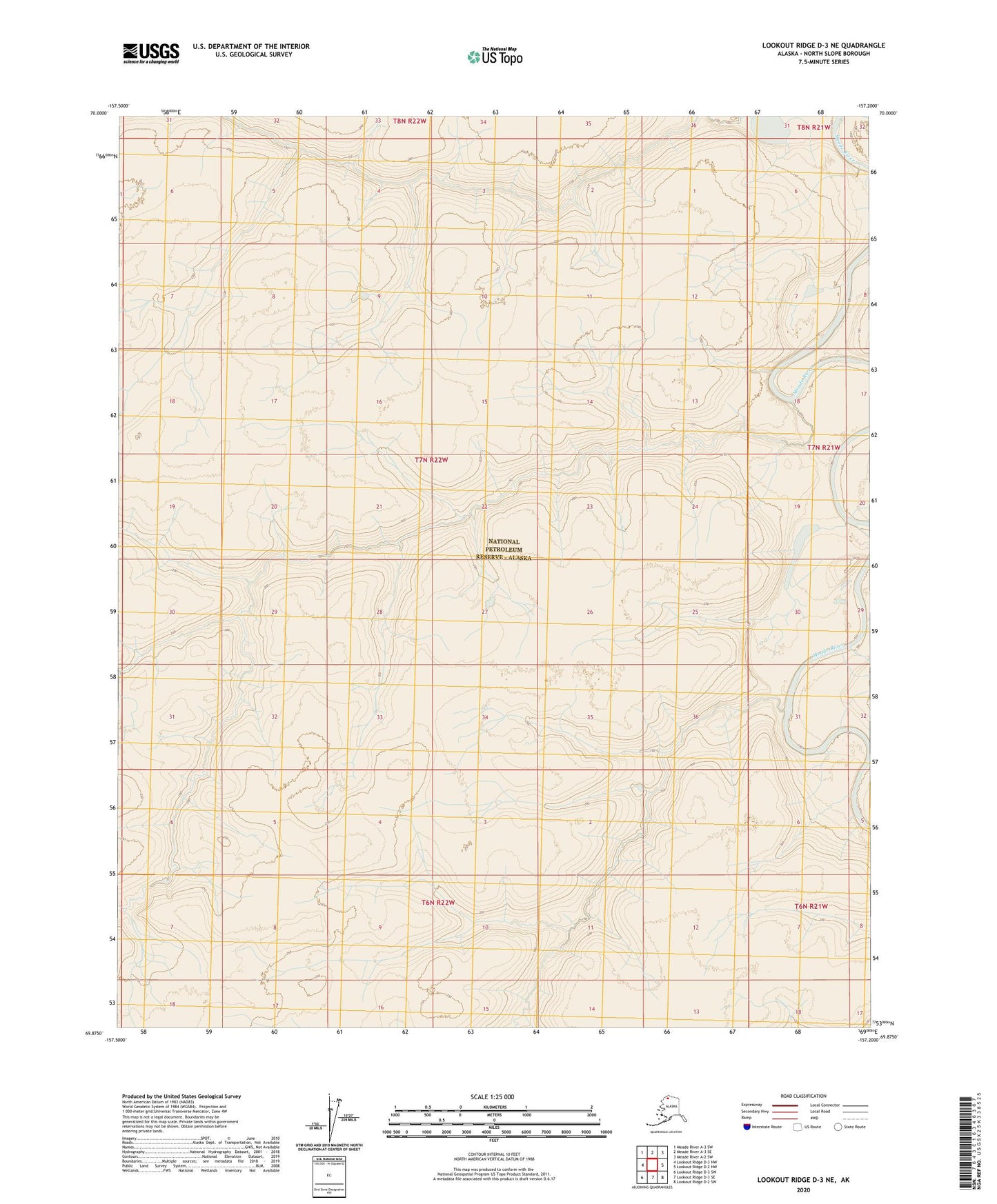 Lookout Ridge D-3 NE Alaska US Topo Map Image
