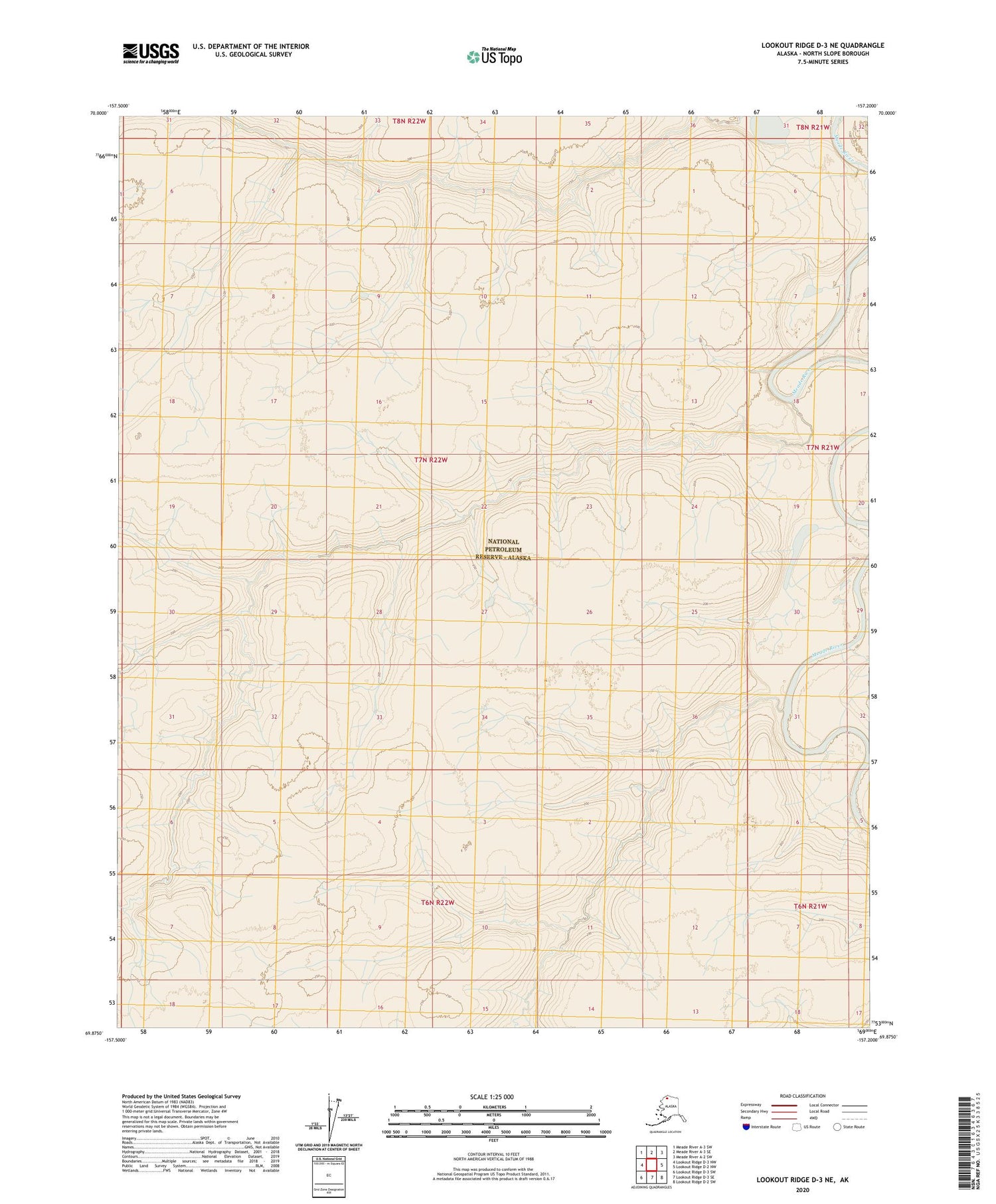 Lookout Ridge D-3 NE Alaska US Topo Map Image