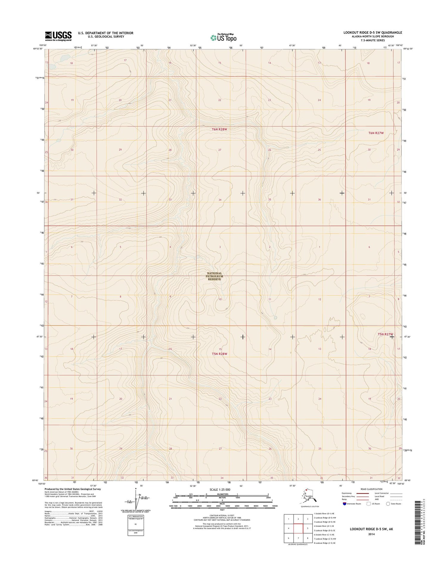 Lookout Ridge D-5 SW Alaska US Topo Map Image