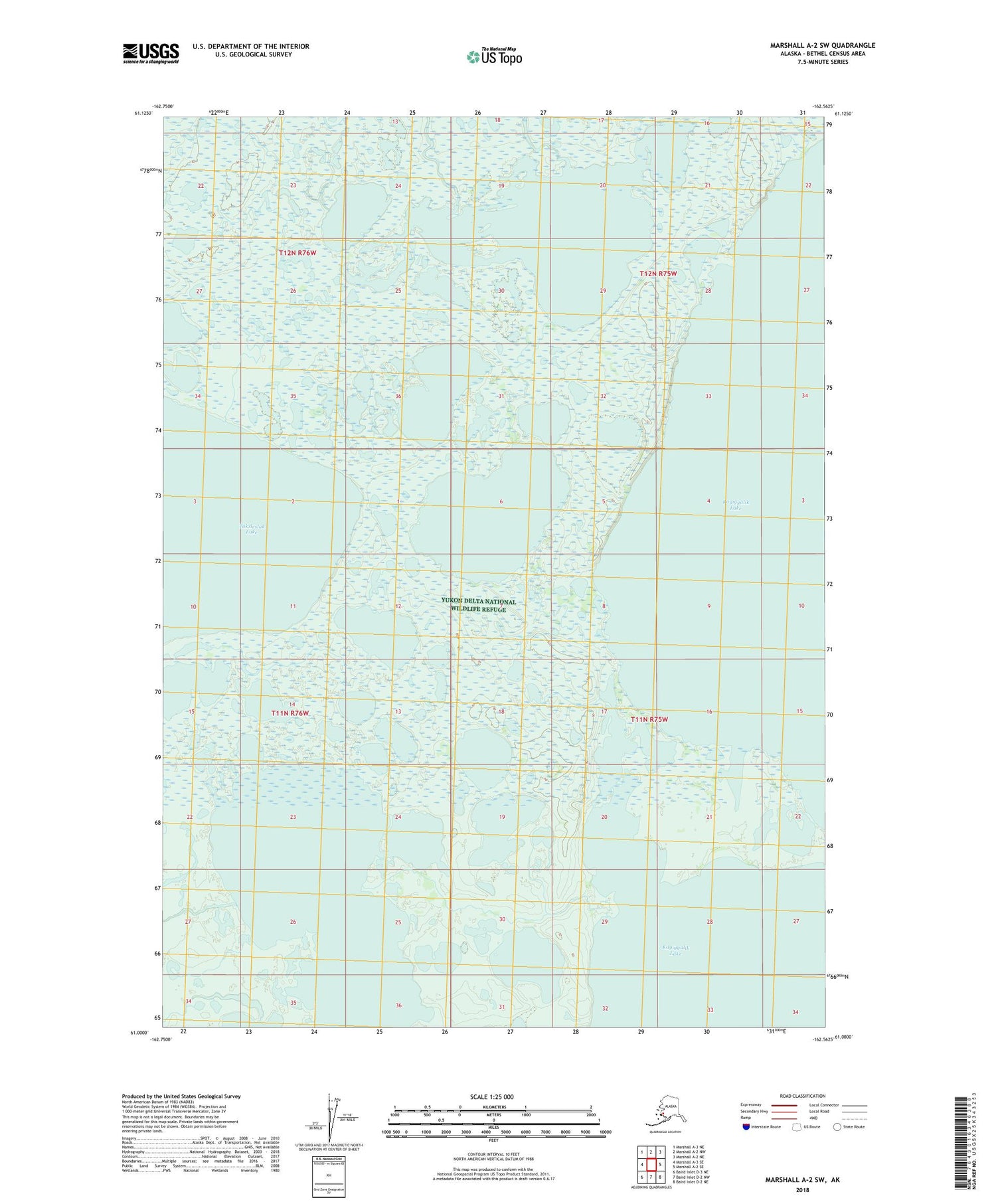 Marshall A-2 SW Alaska US Topo Map Image