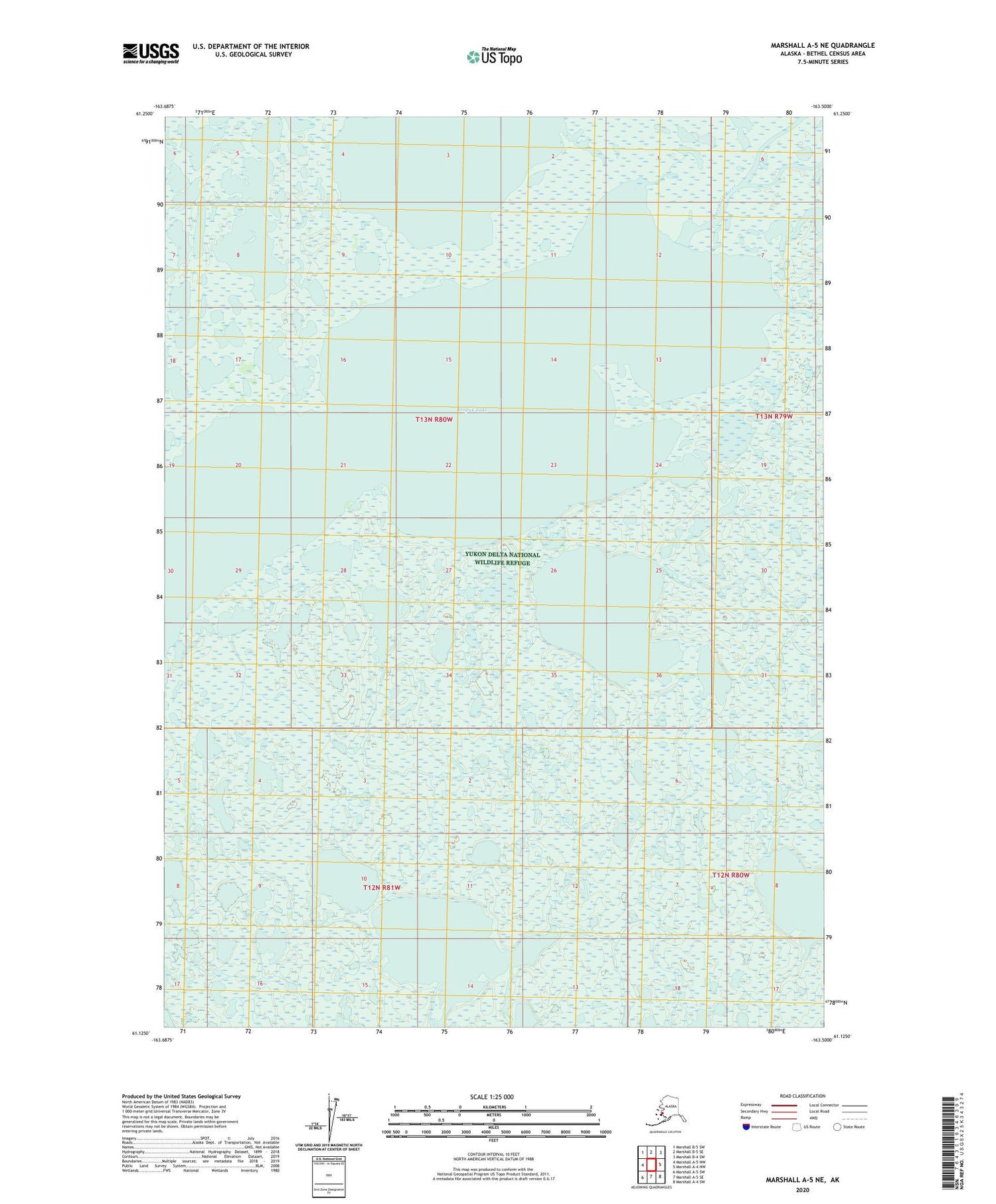 Marshall A-5 NE Alaska US Topo Map Image