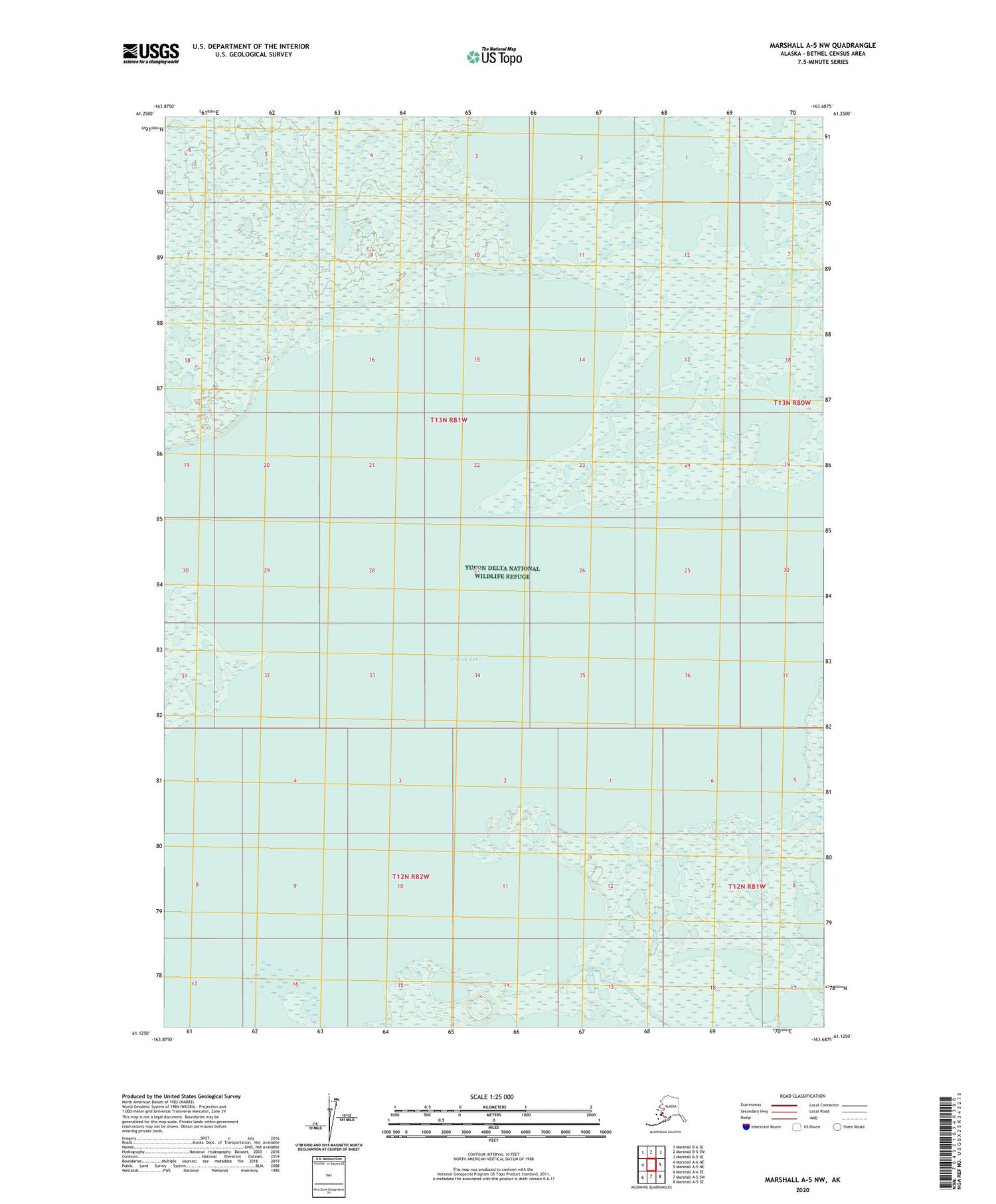 Marshall A-5 NW Alaska US Topo Map Image