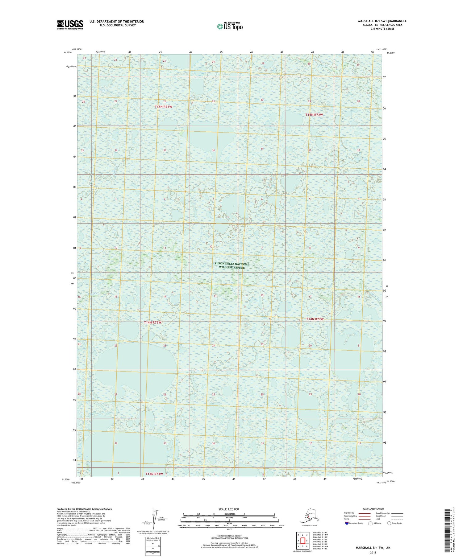 Marshall B-1 SW Alaska US Topo Map Image