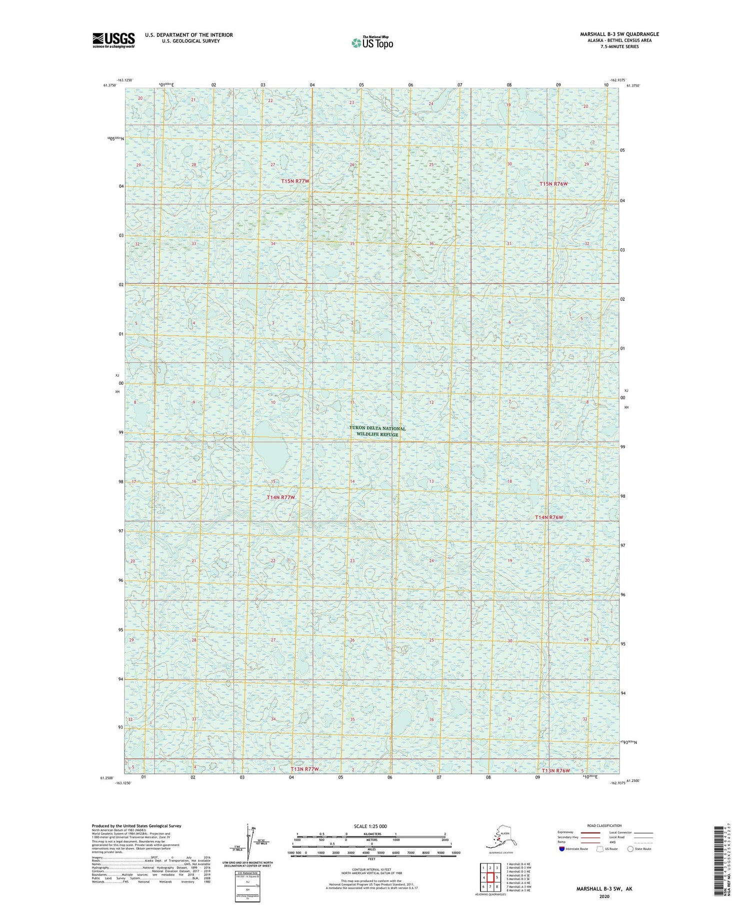 Marshall B-3 SW Alaska US Topo Map Image