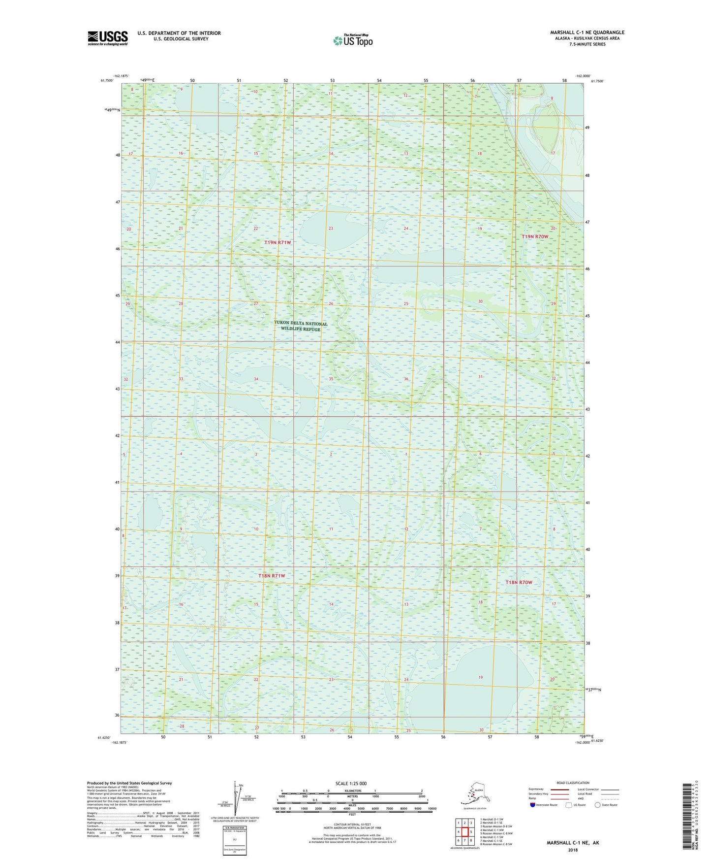 Marshall C-1 NE Alaska US Topo Map Image